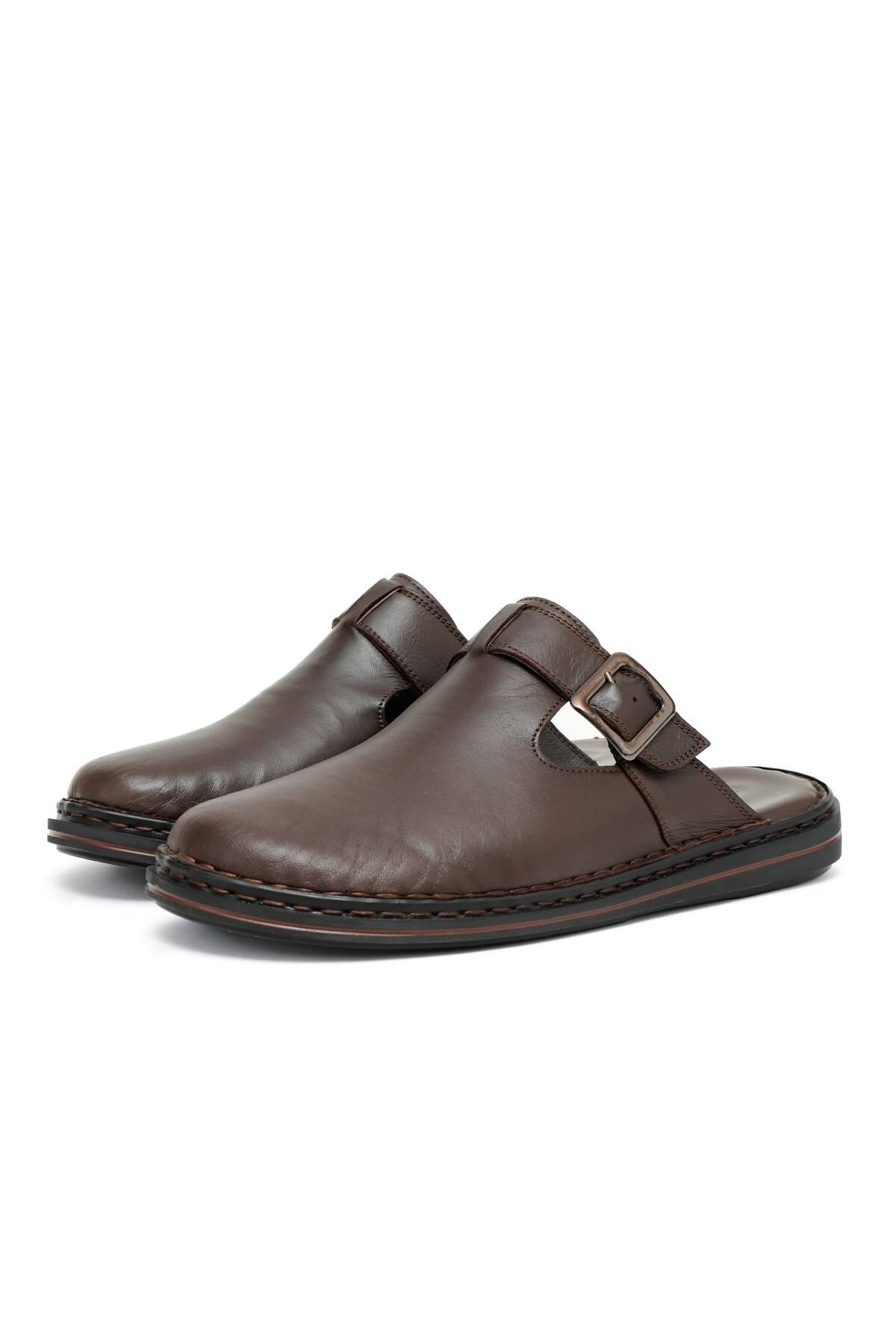 دمپایی مردانه چرم اصل Mistra، دمپایی چرم طبیعی، دمپایی زیره ارتوپدی، دمپایی چرم سبک