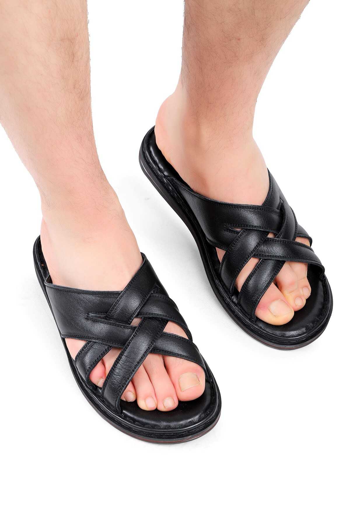 دمپایی مردانه چرم اصل ملنتیاس، دمپایی چرم اصل، دمپایی زیره ارتوپدی، دمپایی چرم