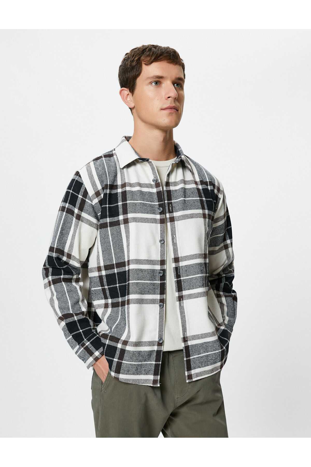 پیراهن یقه کلاسیک دکمه دار آستین بلند