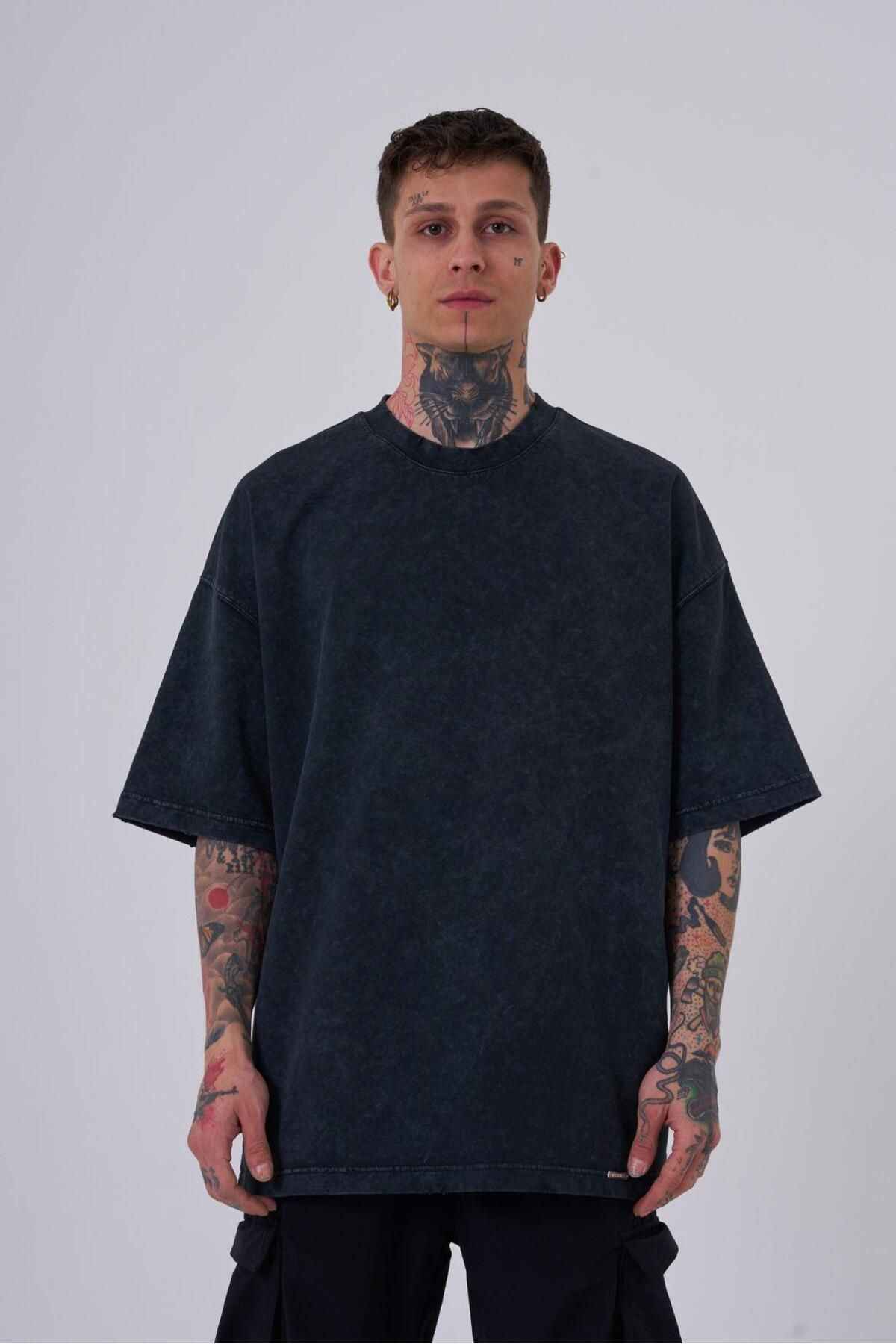 تیشرت خالدار آسفالتی وصله مخفی مردانه قابل شستشو