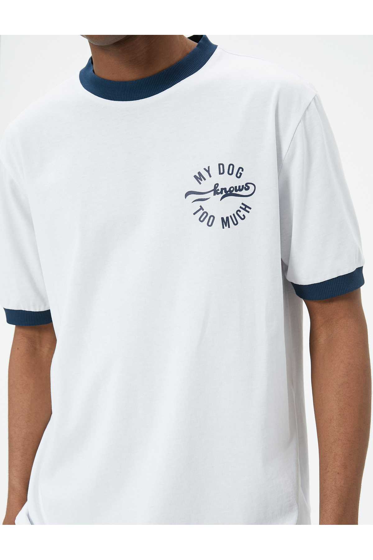 تیشرت یقه کوتاه نخی با چاپ شعار