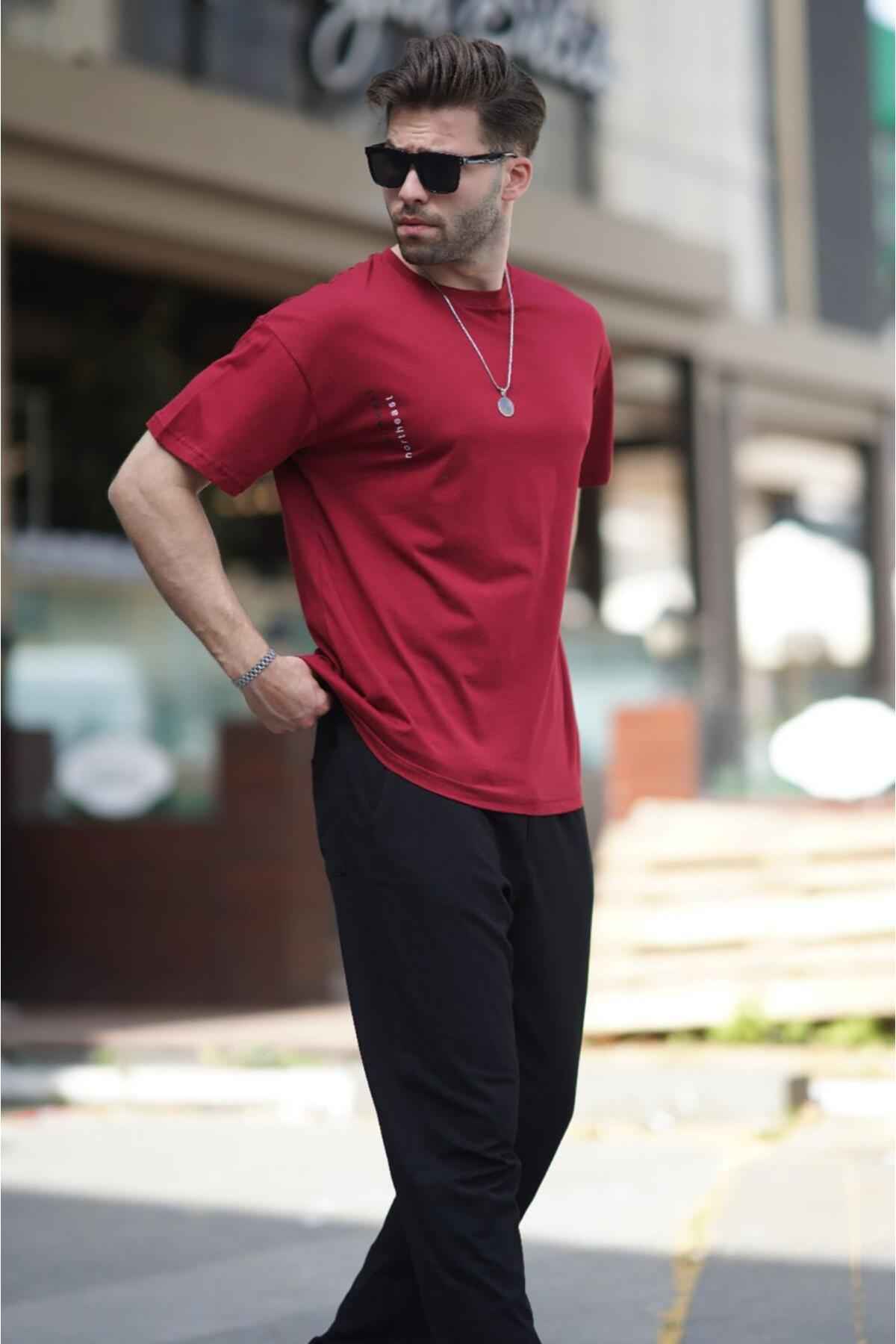 تیشرت یقه آستین کوتاه چاپ شده با رنگ خاکستری