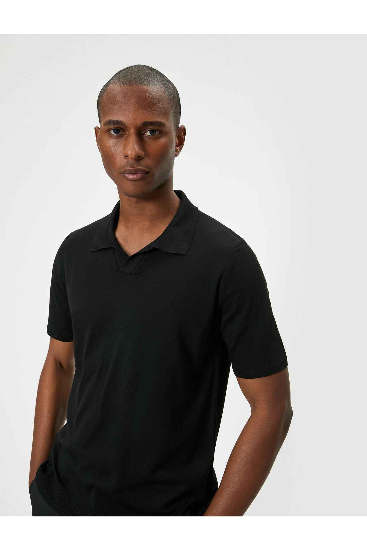 ژاکت بافتنی یقه پولو ژاکت باریک آستین کوتاه برس دار