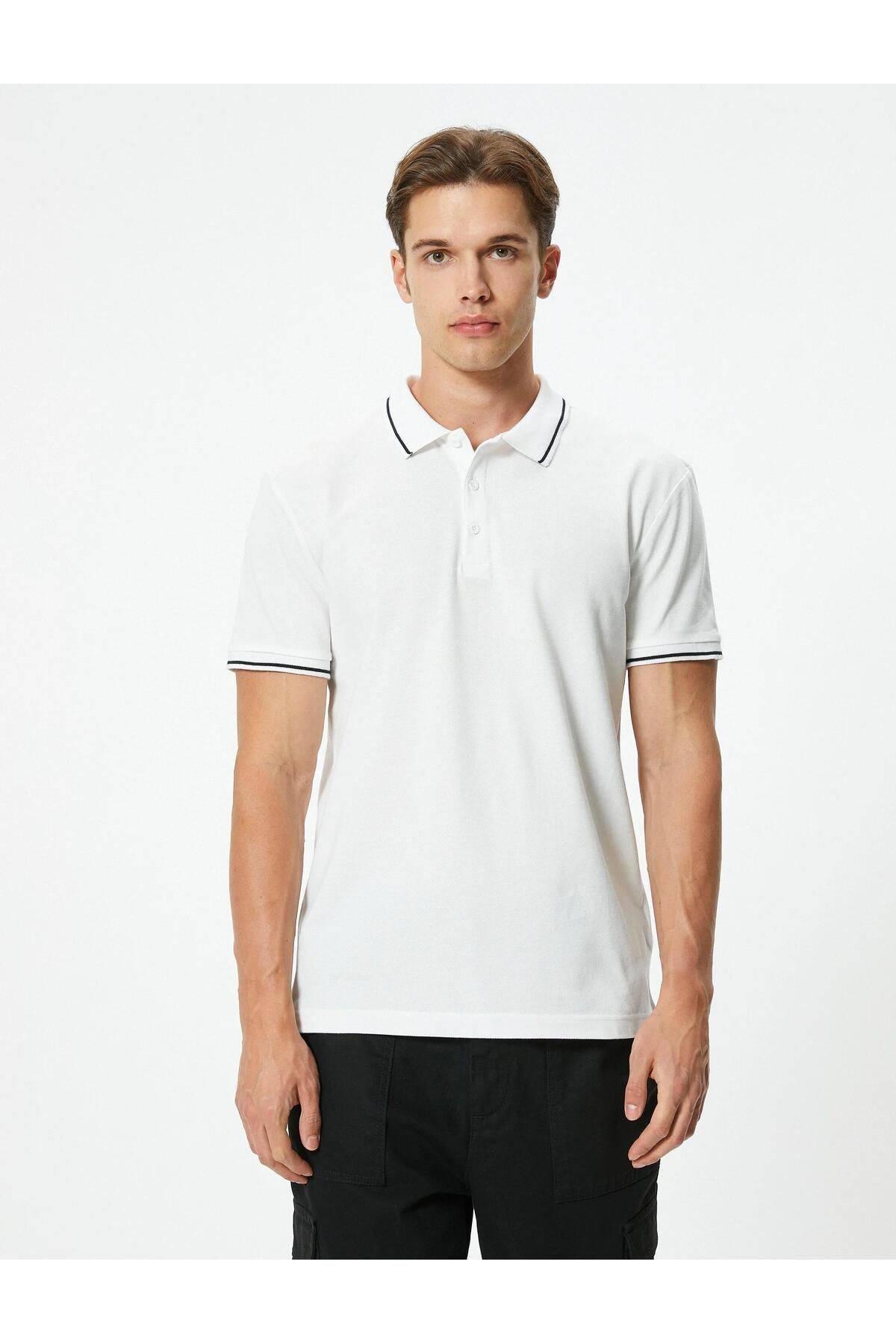 تیشرت پولو با آستین کوتاه با جزئیات نخی