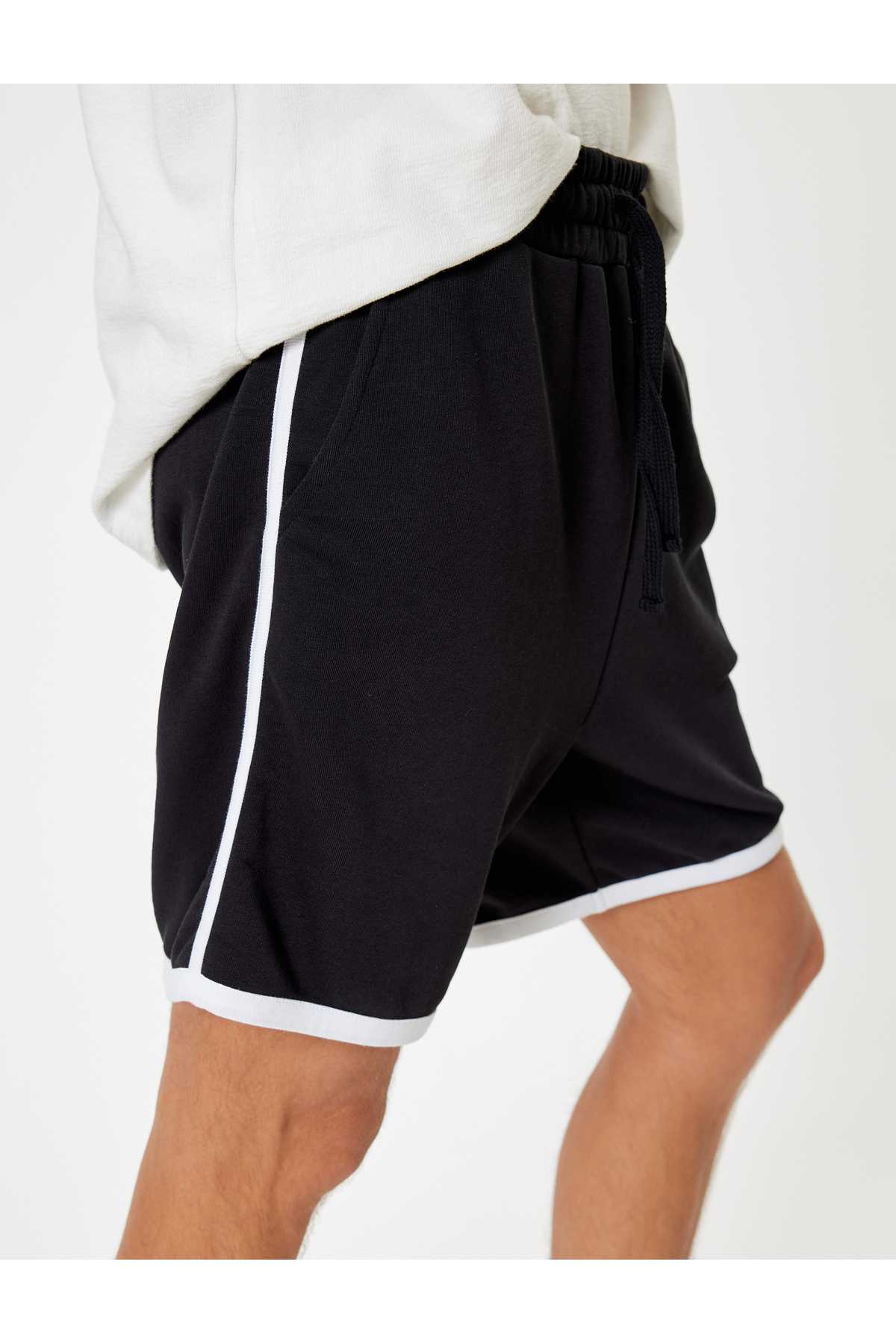 شورت برمودا با جزئیات جیب، کمر بسته، ترکیب پنبه