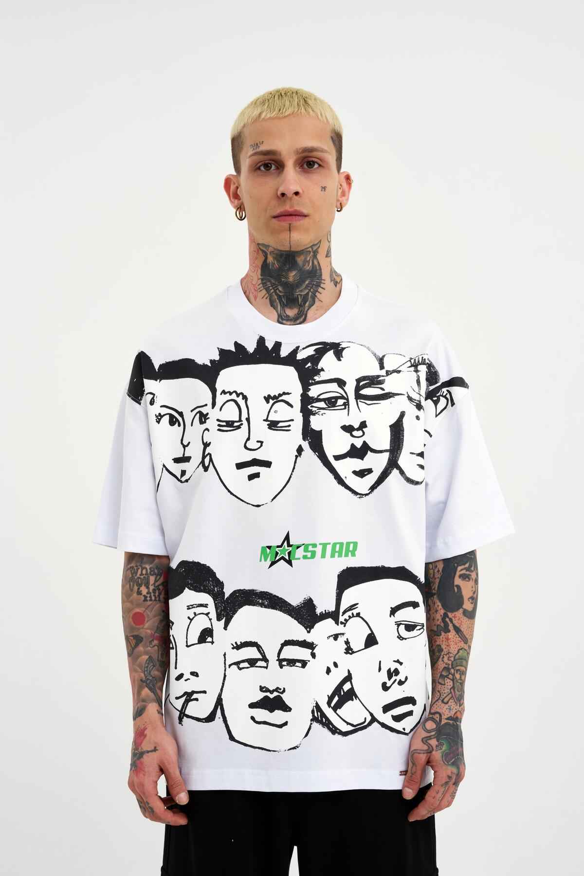 تیشرت مردانه Macstar Heads Oversize سبز روشن
