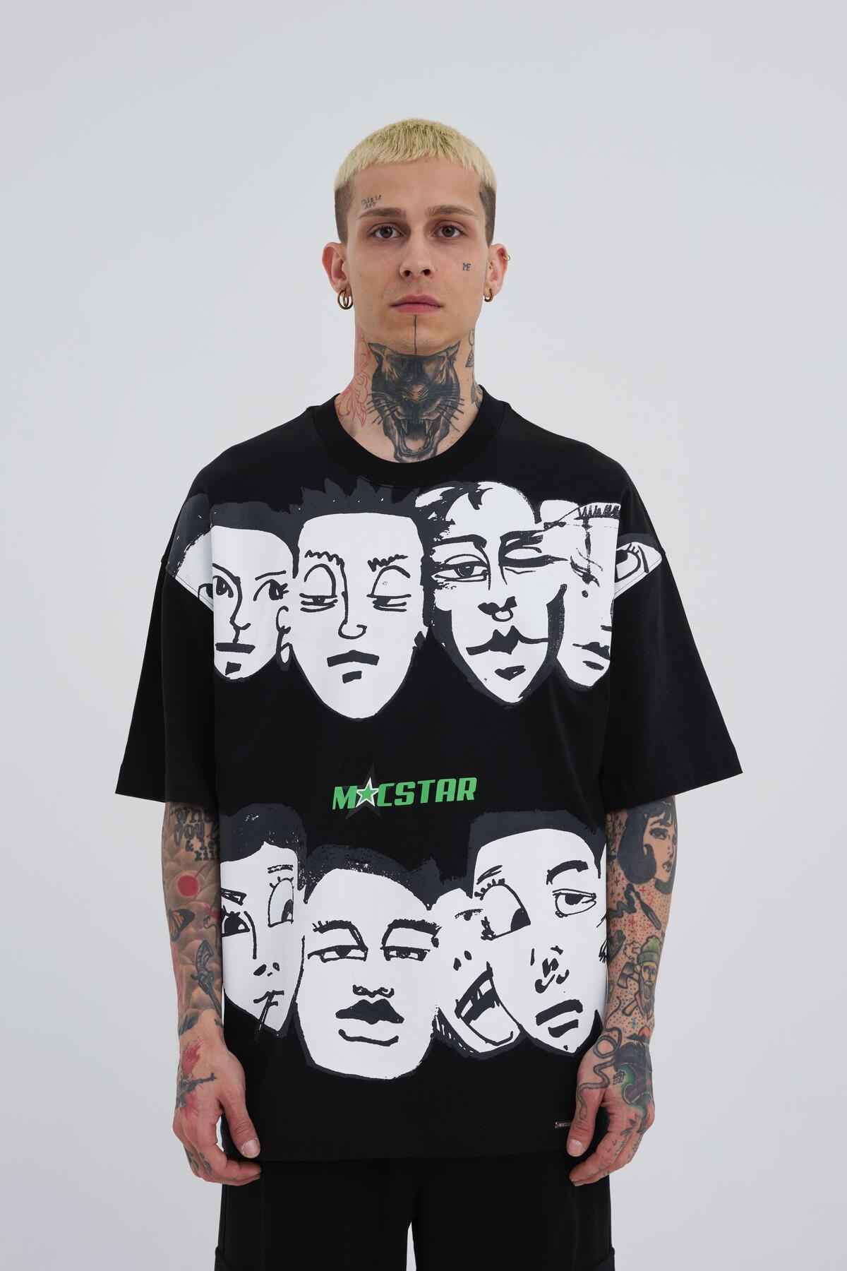 تیشرت مردانه Macstar Heads Oversize سبز روشن