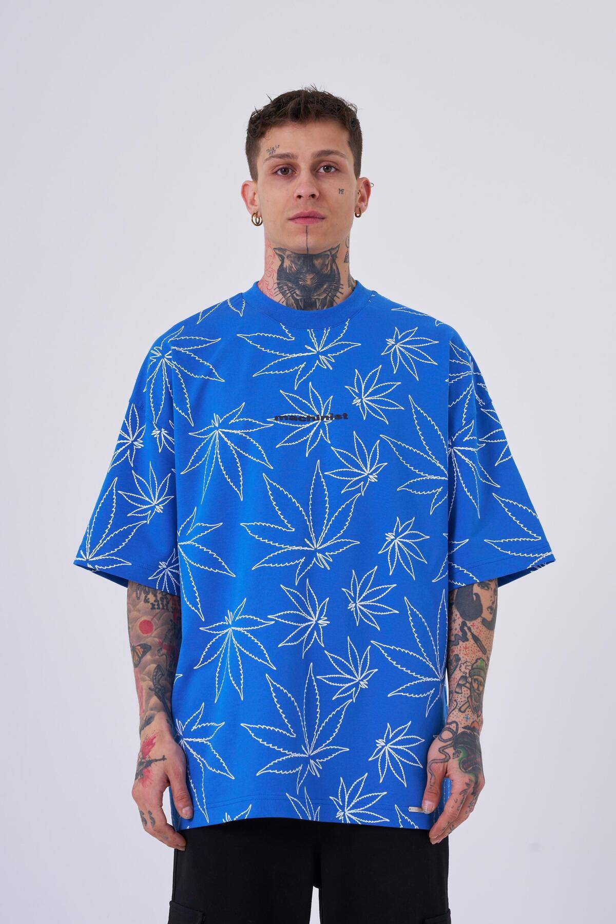 تیشرت اکرو سایز اورسایز پرینت برگ کانا مردانه