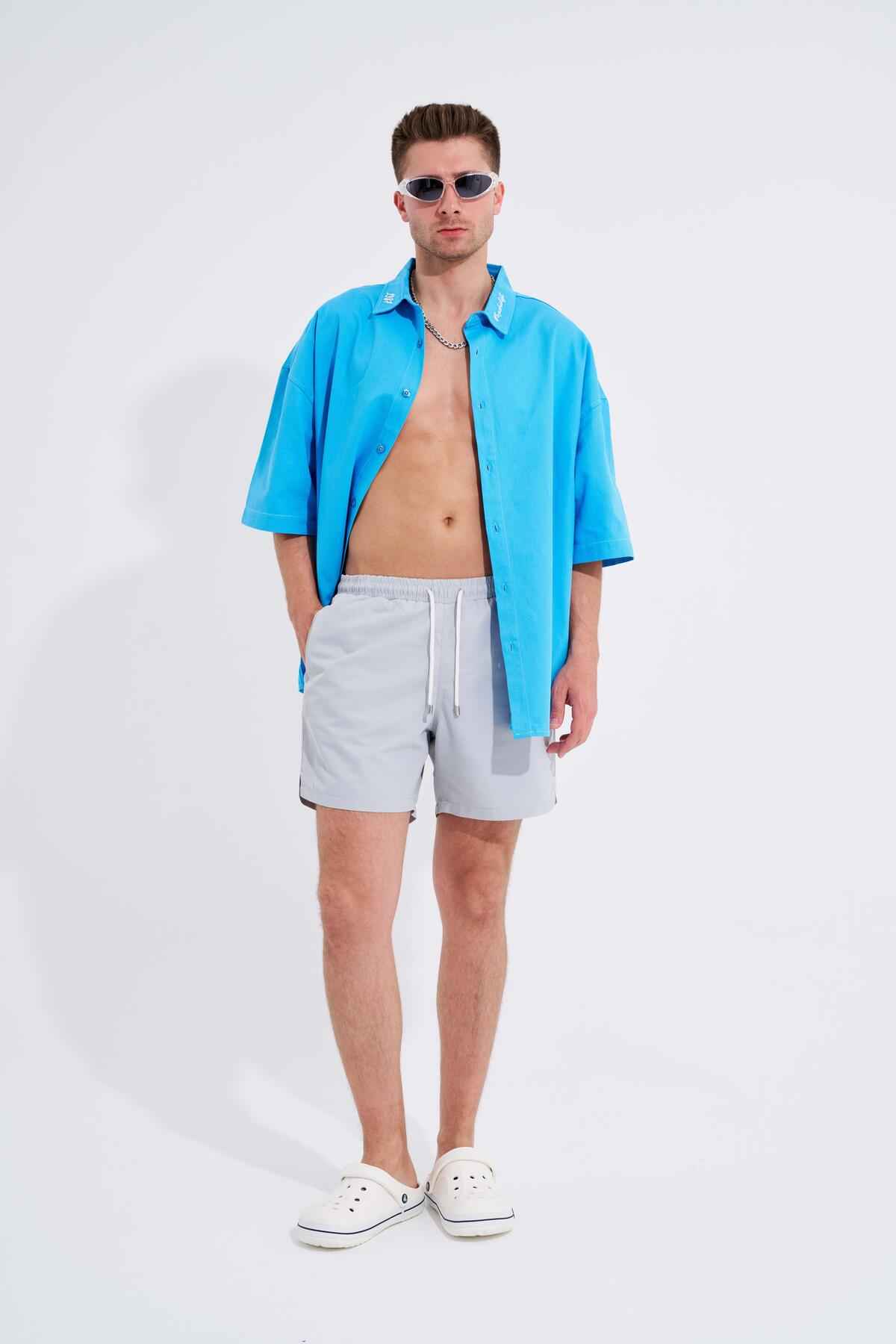 شورت شنای پایه خاکستری مردانه