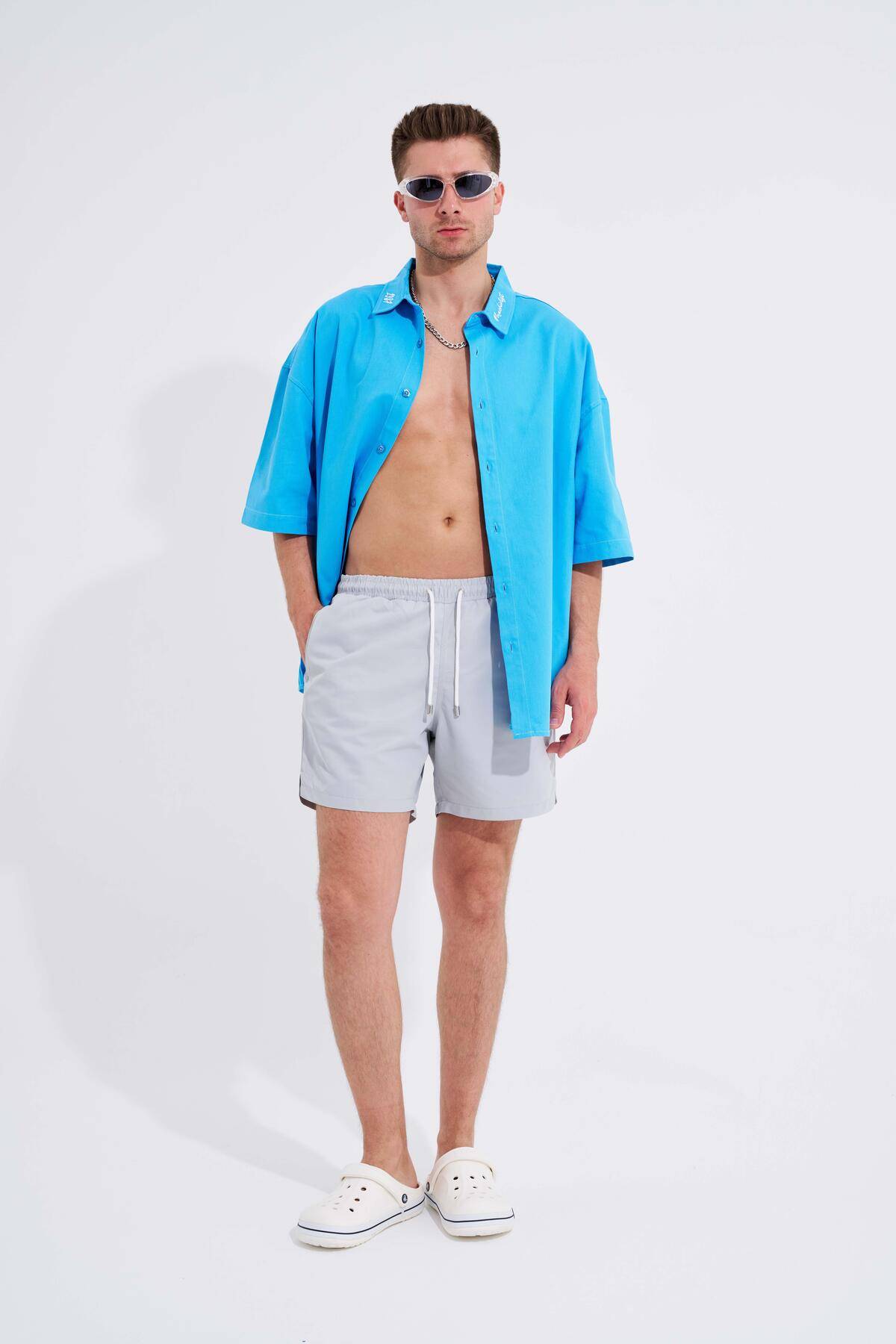 شورت شنای پایه خاکستری مردانه