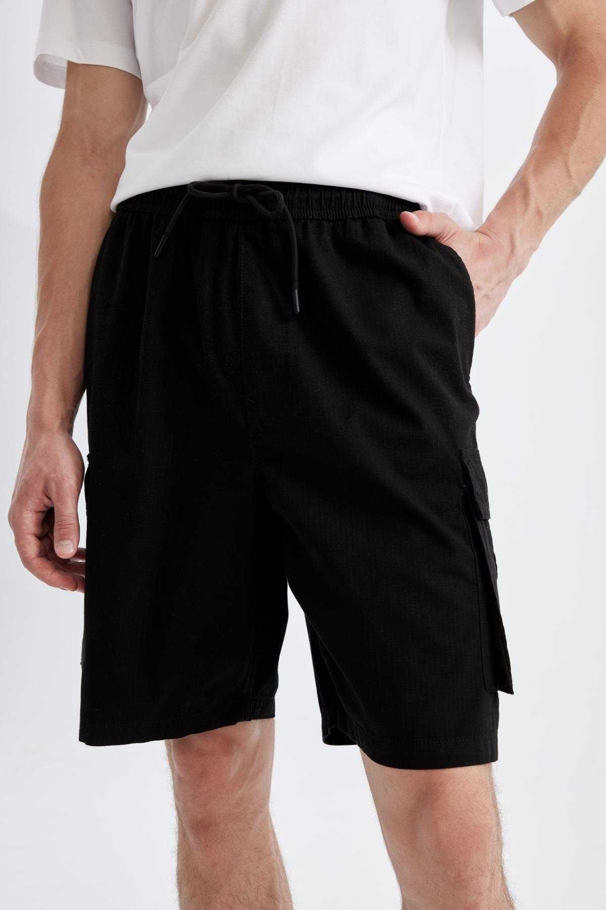 شلوارک شلوارک برمودا گاباردین با پای راست Relax Fit C5400ax24sm