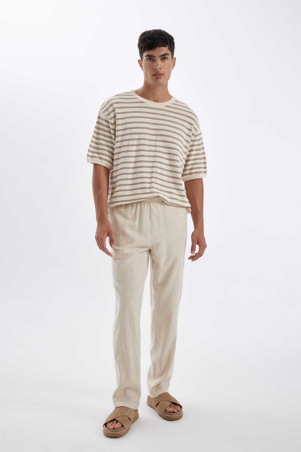 شلوار ترکیبی کتانی پا باریک Relax Fit