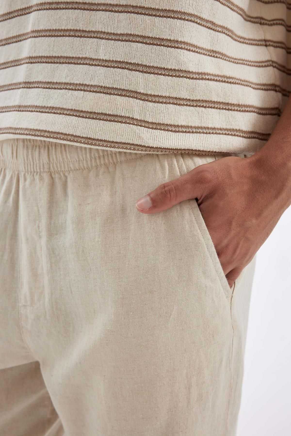 شلوار ترکیبی کتانی پا باریک Relax Fit