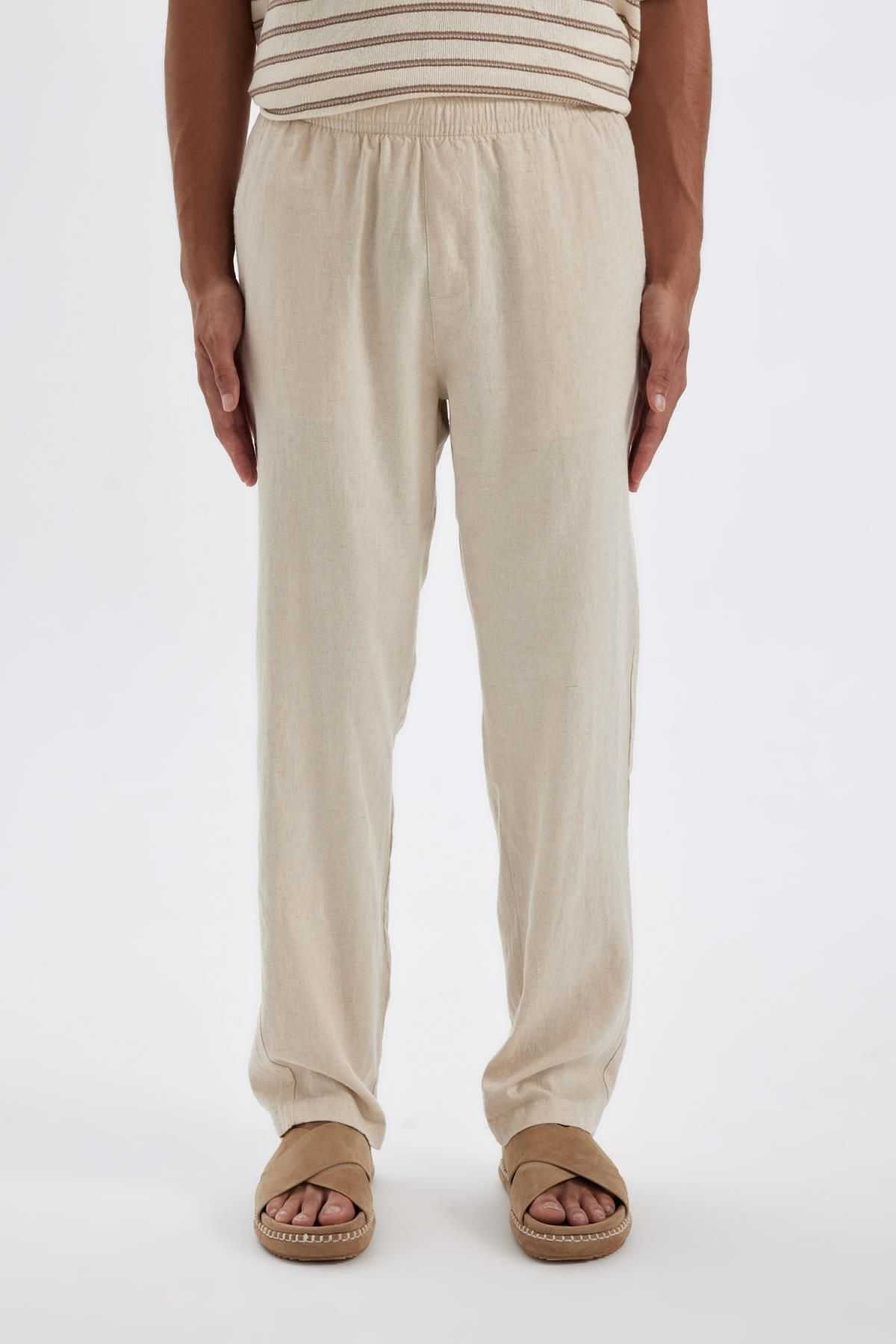 شلوار ترکیبی کتانی پا باریک Relax Fit