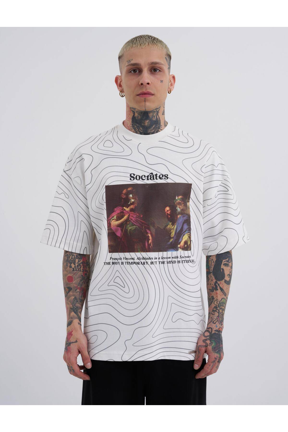 تیشرت مردانه سوکراتس فوق سایز ECRU