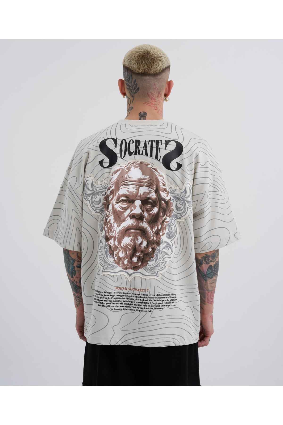تیشرت مردانه سوکراتس فوق سایز ECRU