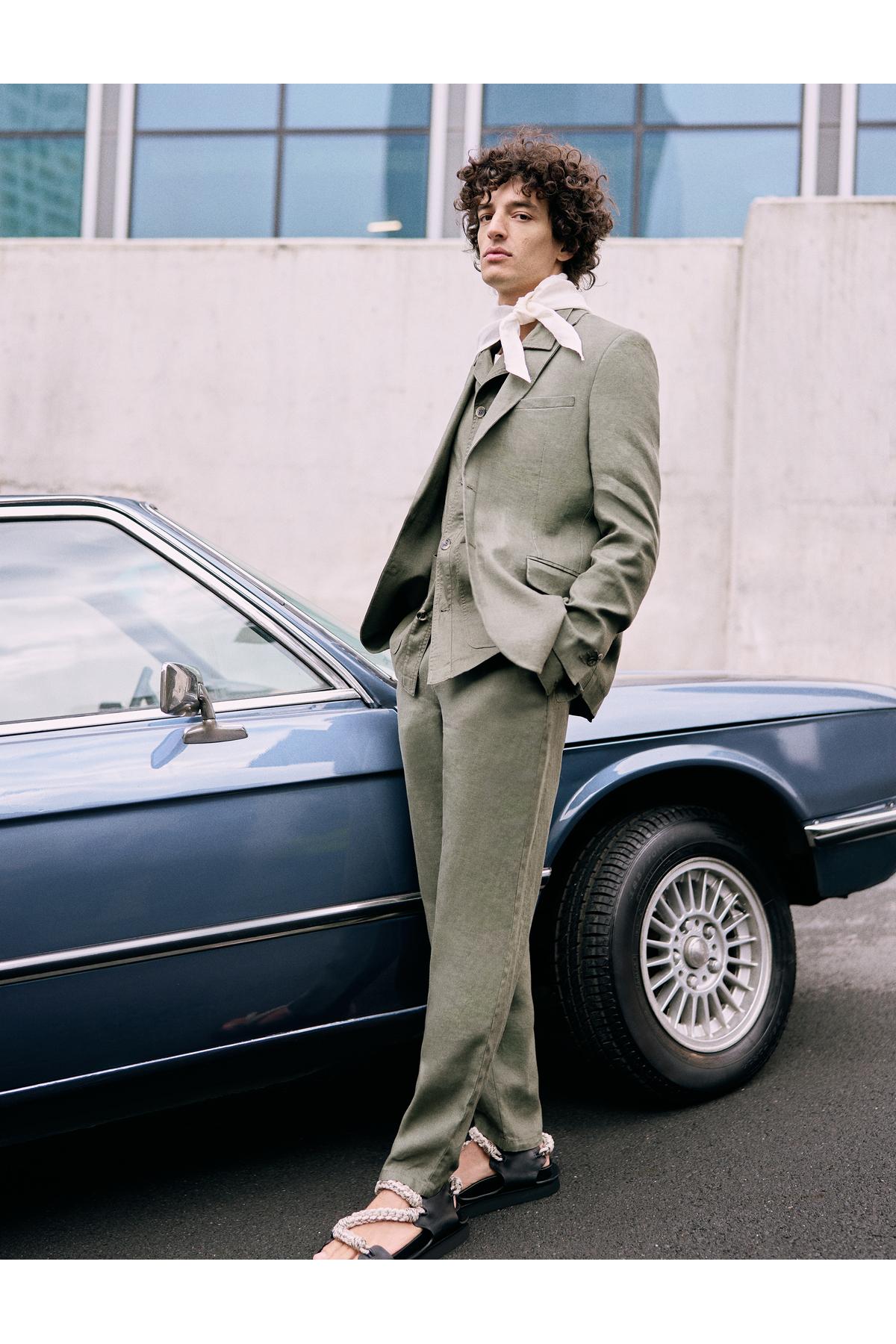 شلوار تابستانی با جیب دکمه دار چینو باریک