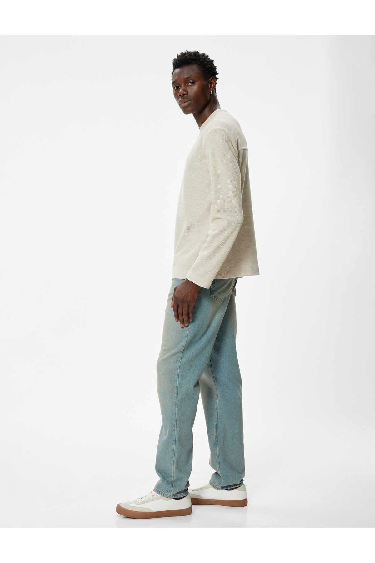 ترکیبی پنبه ای آستین بلند یقه خدمه پلیور پایه