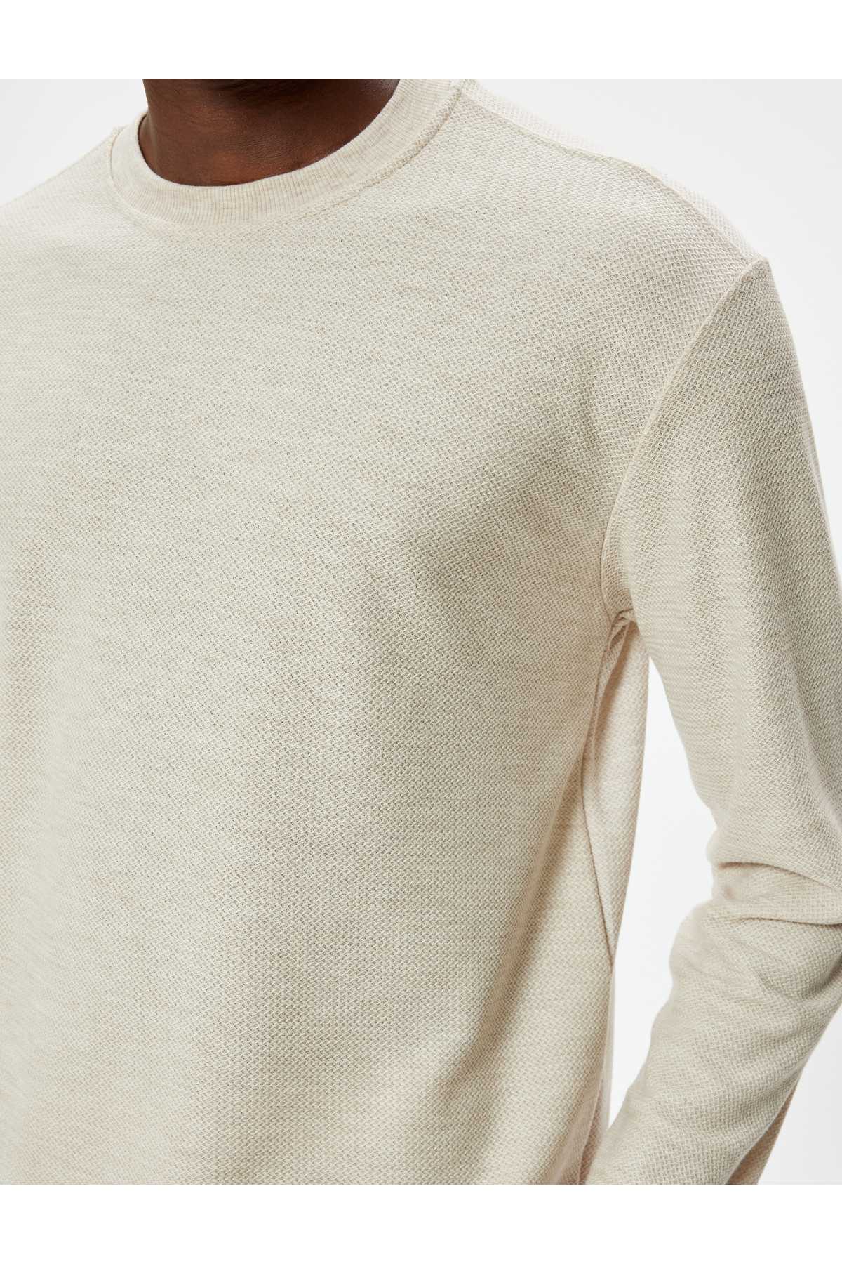 ترکیبی پنبه ای آستین بلند یقه خدمه پلیور پایه