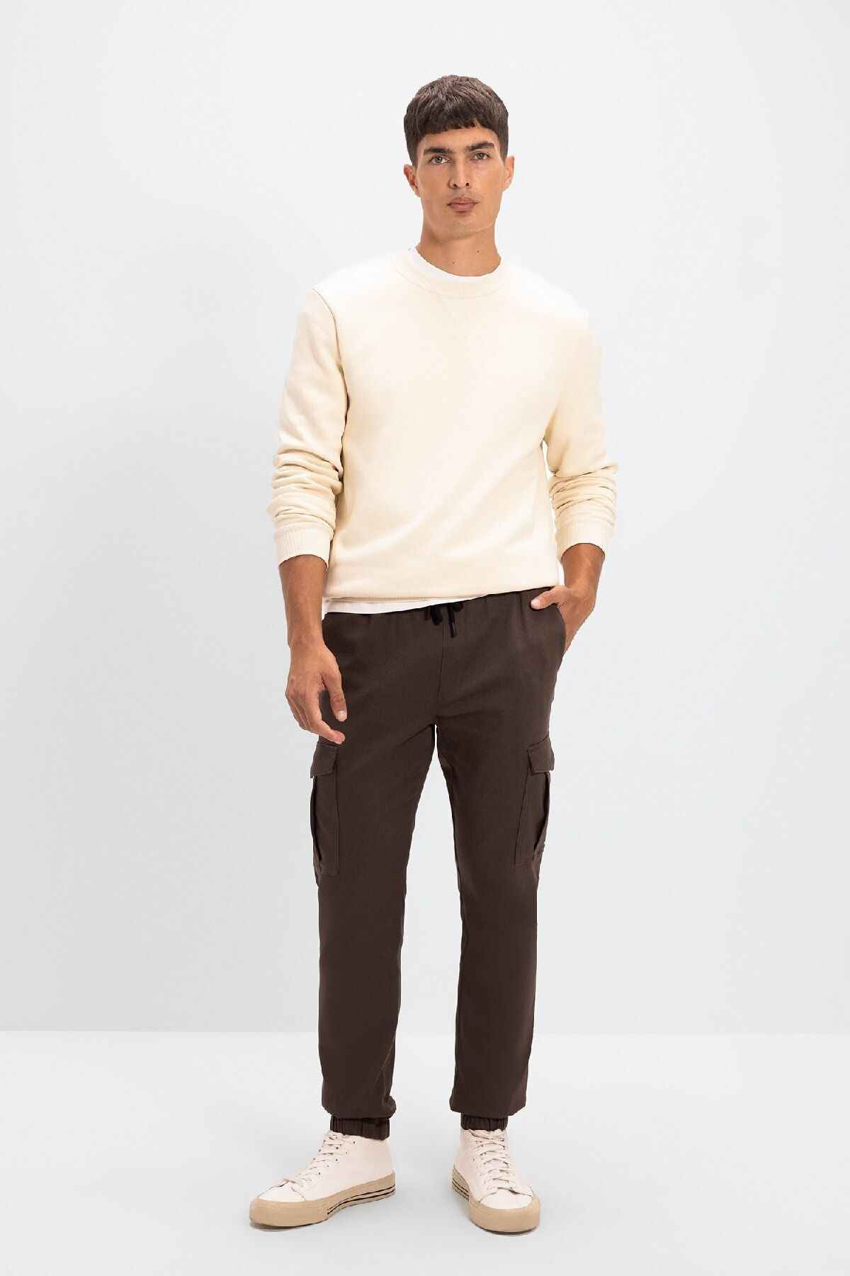 شلوار جیبی باری مردانه توری کمردار الاستیک ساق دونده D1044ax24au