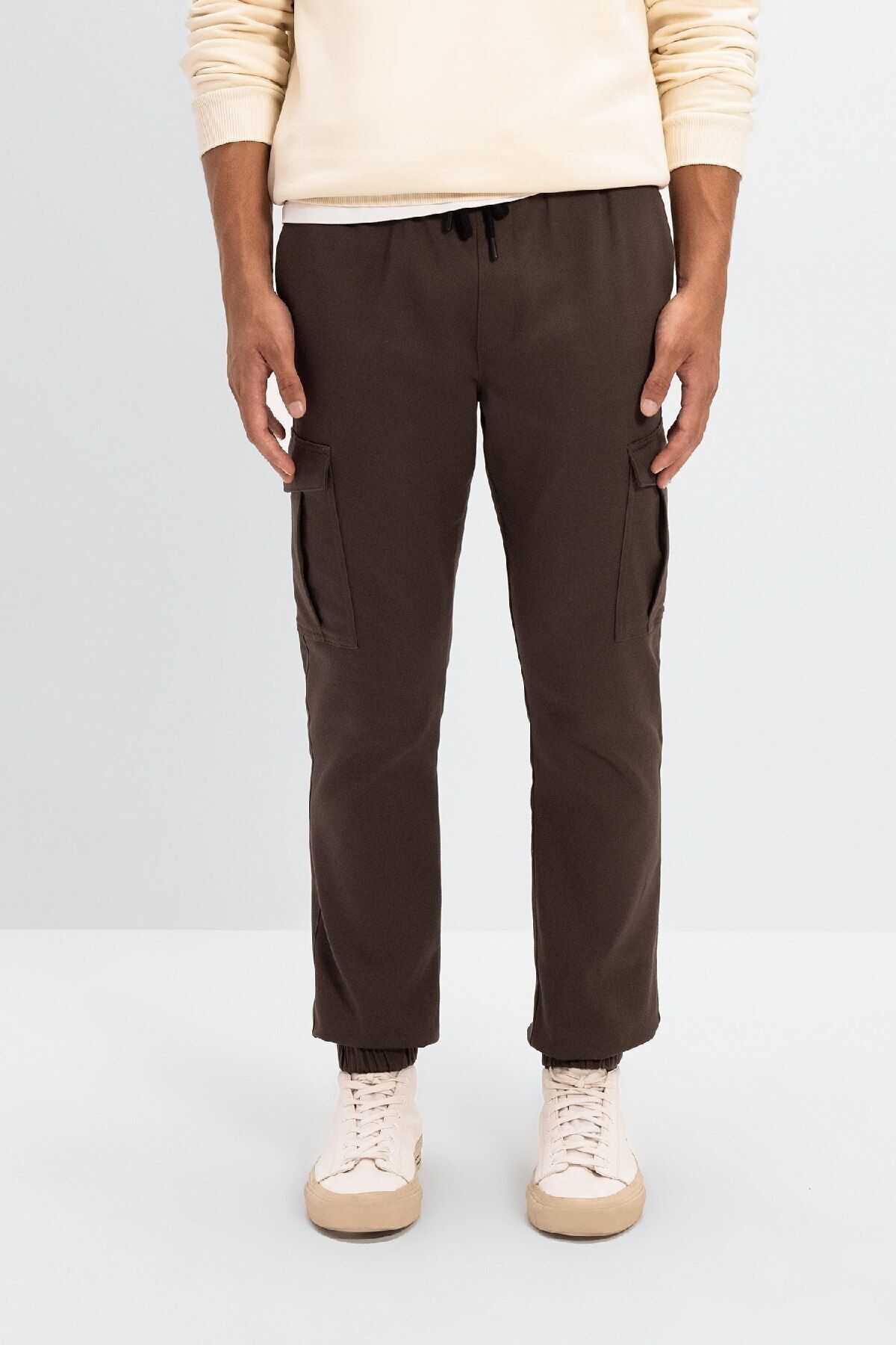 شلوار جیبی باری مردانه توری کمردار الاستیک ساق دونده D1044ax24au