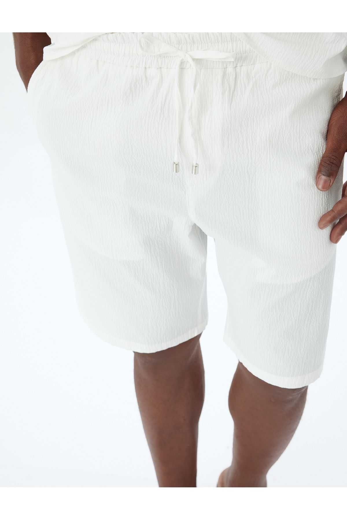 شورت برمودا بافت پنبه ای با جزئیات جیب
