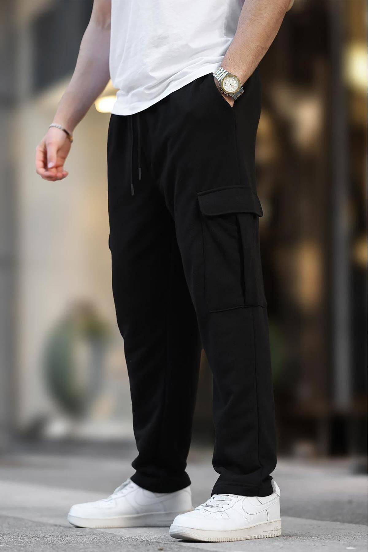 شلوار ورزشی مشکی با جیب باری قابل تنظیم مشکی