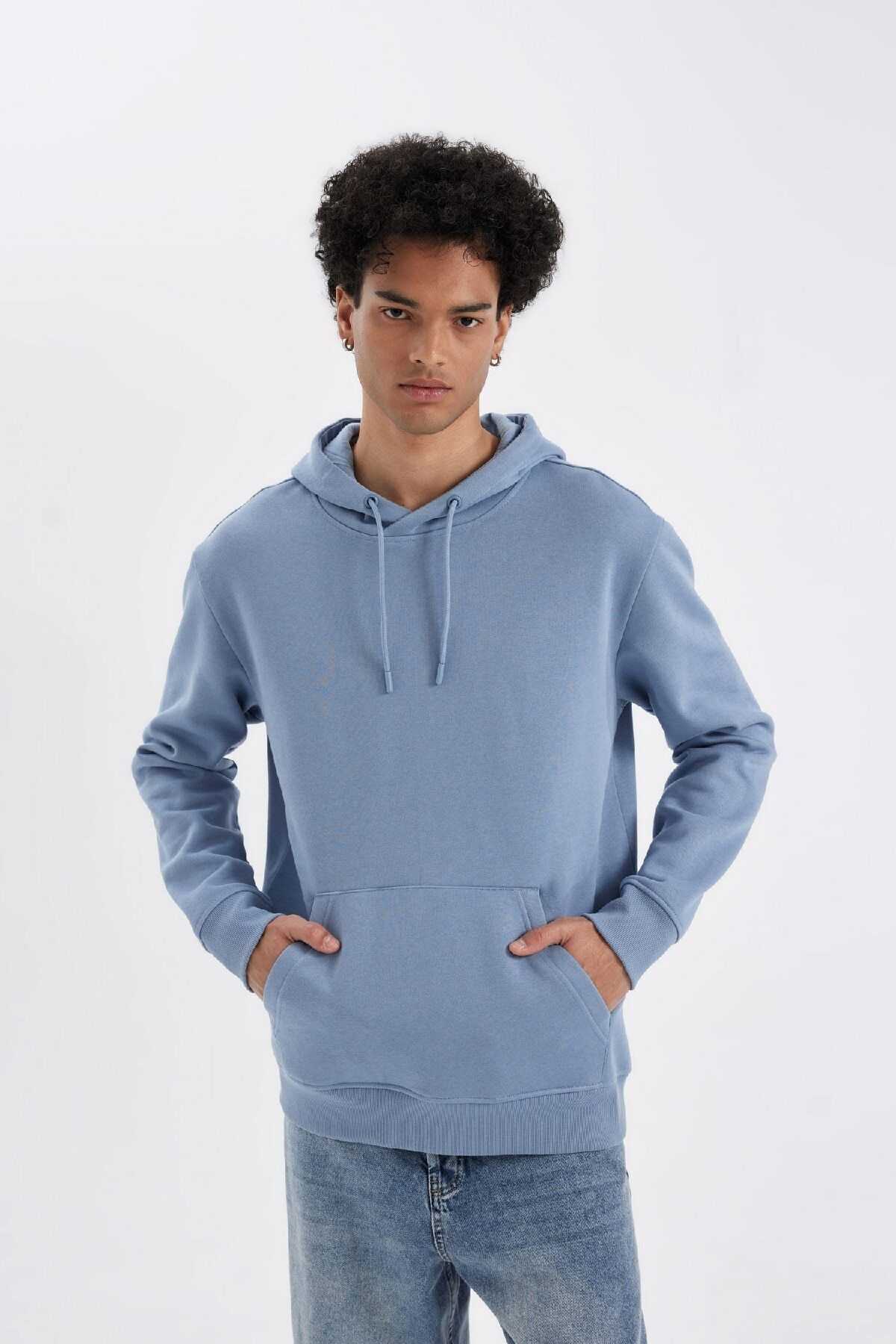 سویشرت ساده ساده کلاهدار با جیب قهوه ای و داخل آن X8283az24au