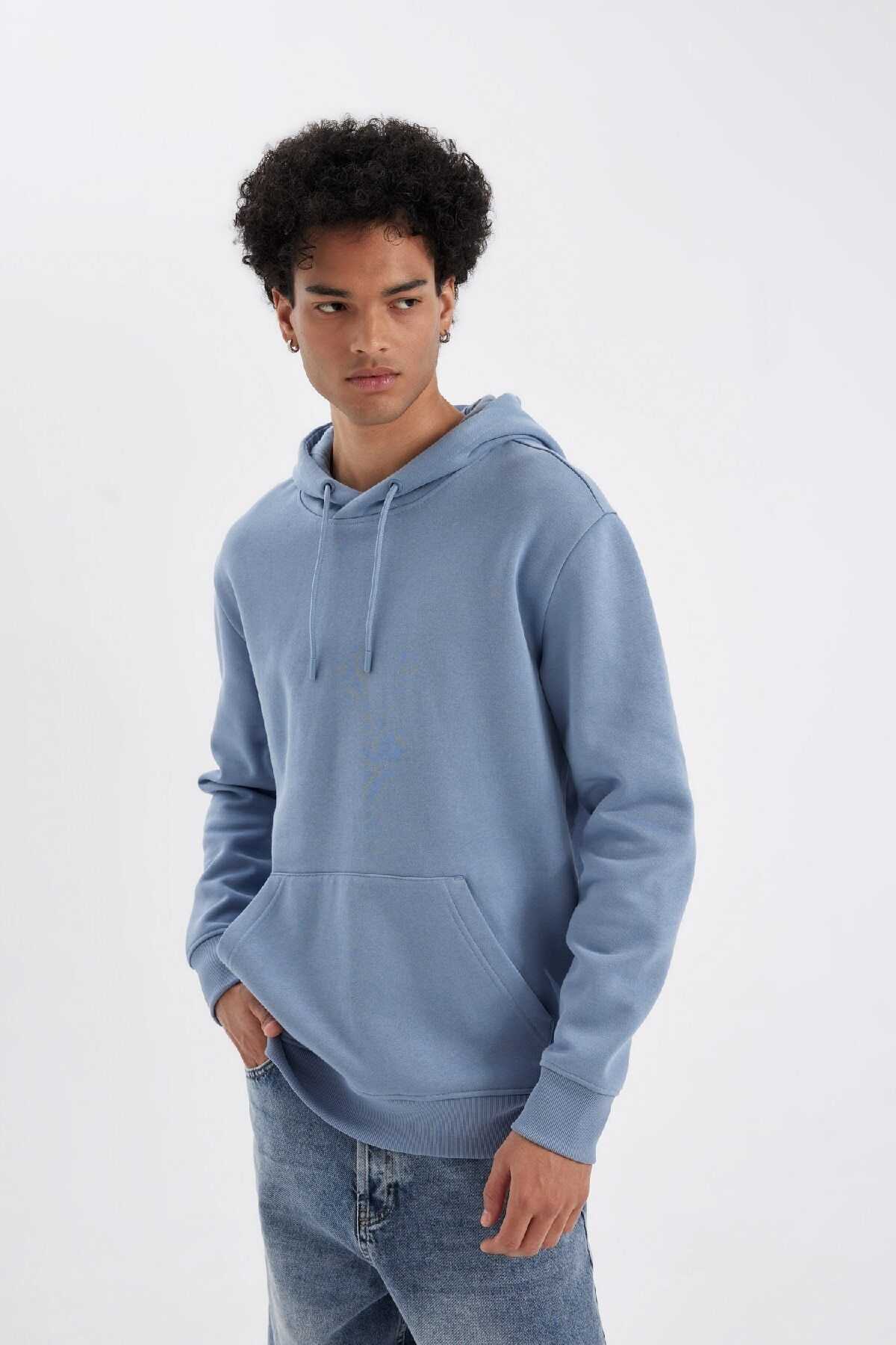 سویشرت ساده ساده کلاهدار با جیب قهوه ای و داخل آن X8283az24au