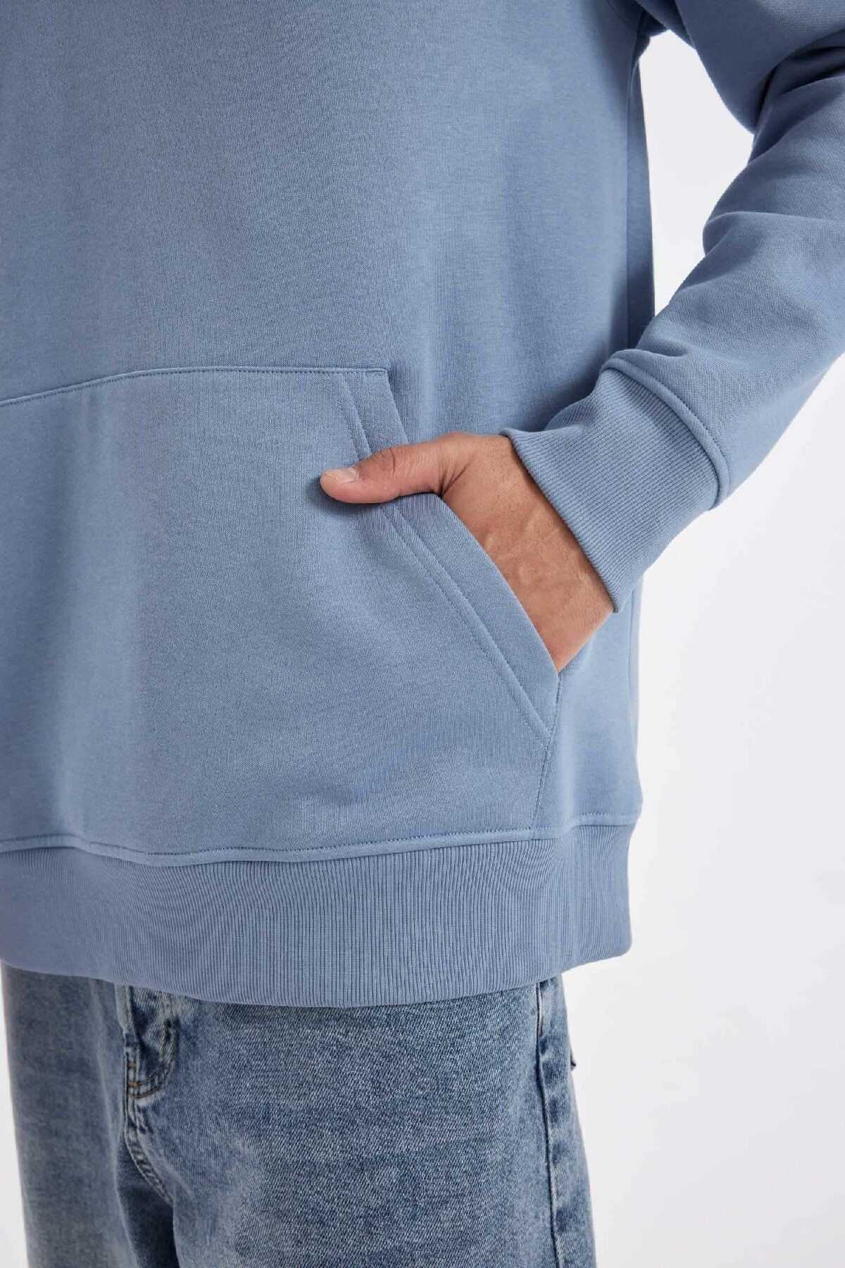 سویشرت ساده ساده کلاهدار با جیب قهوه ای و داخل آن X8283az24au