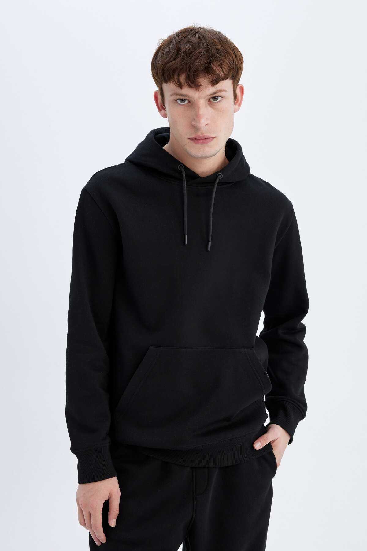 سویشرت ساده ساده کلاهدار با جیب قهوه ای و داخل آن X8283az24au