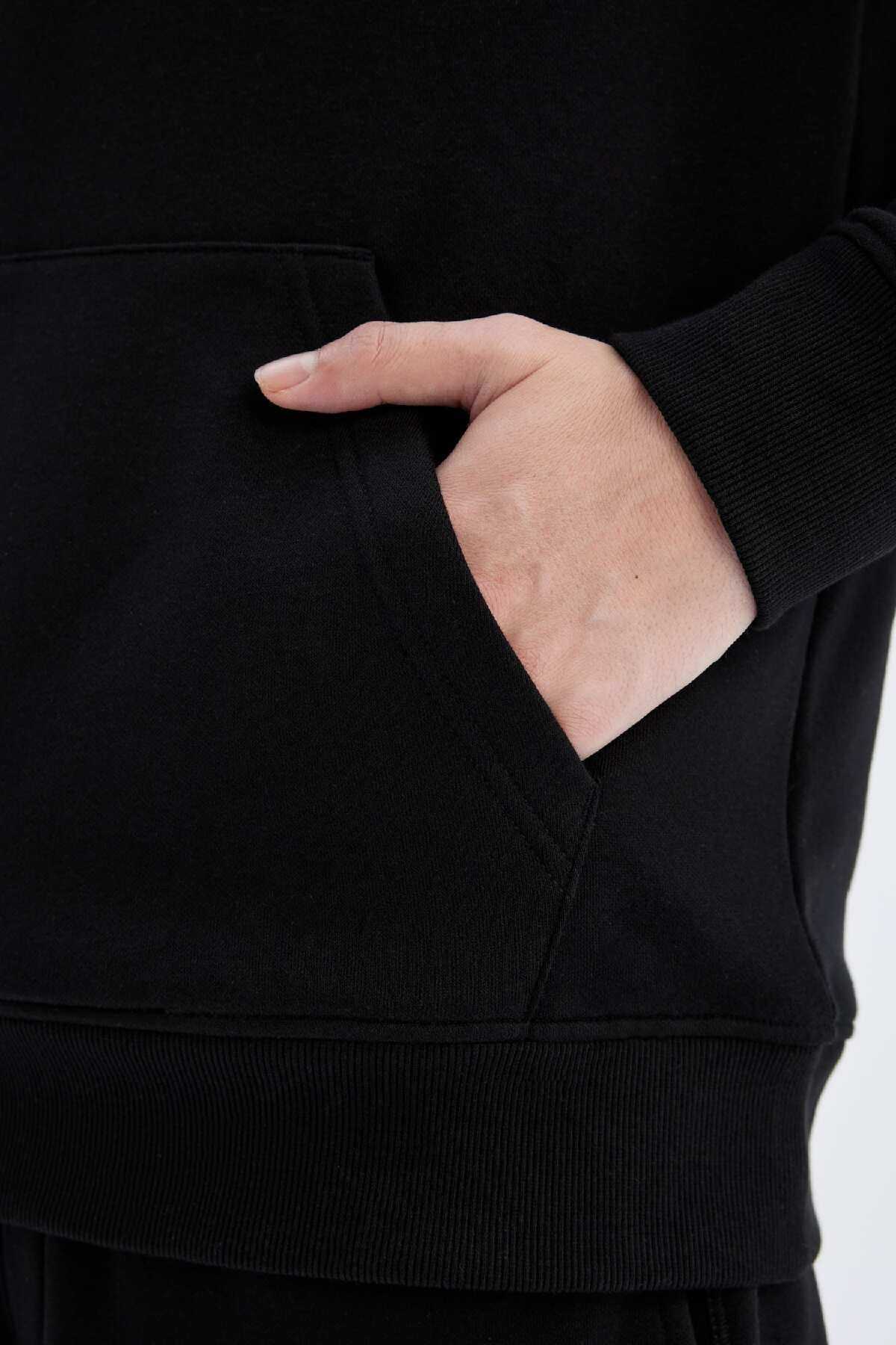 سویشرت ساده ساده کلاهدار با جیب قهوه ای و داخل آن X8283az24au