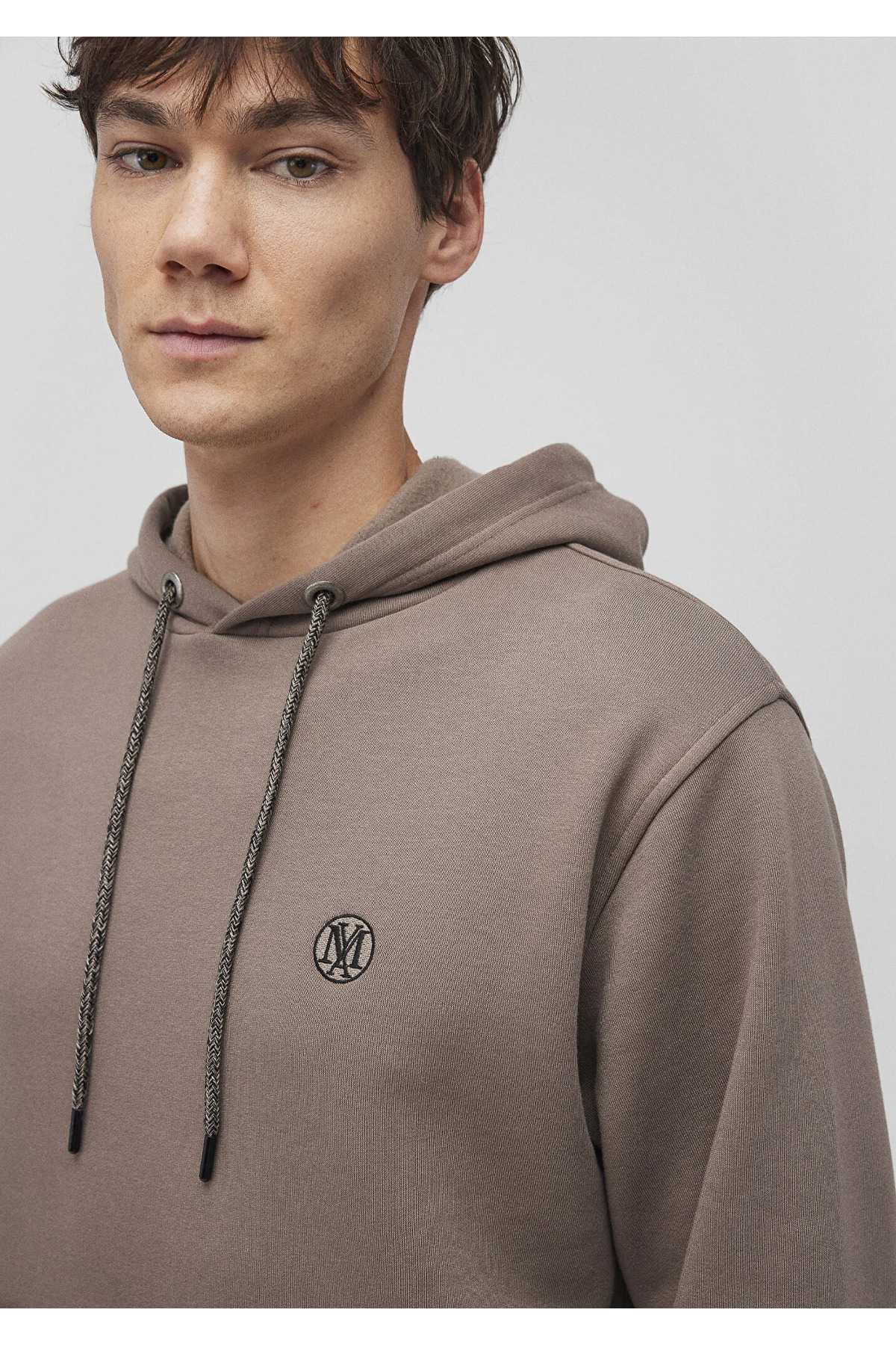 سویشرت سرپوش نارنجی لوگو دوزی شده -70481