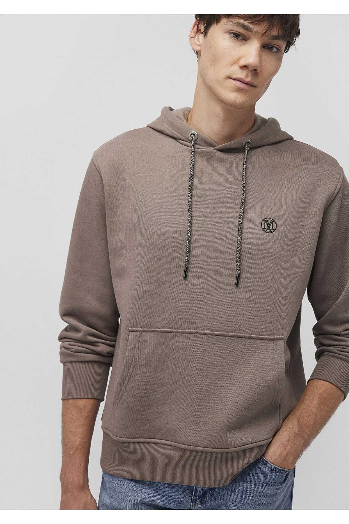 سویشرت سرپوش نارنجی لوگو دوزی شده -70481