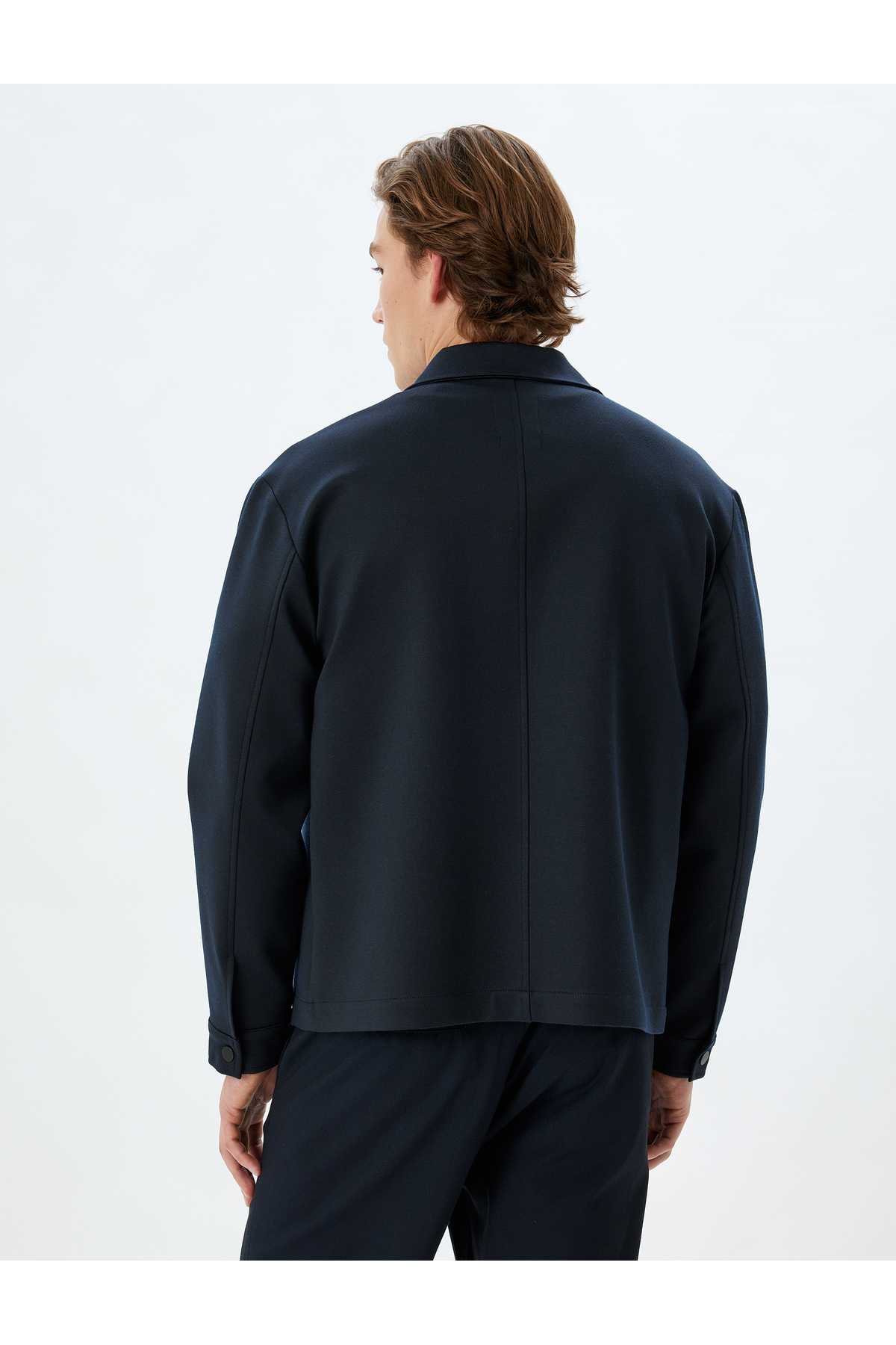 پیراهن ژاکت بلیزر با جزئیات جیب یقه فلپ و دکمه های ضربه ای