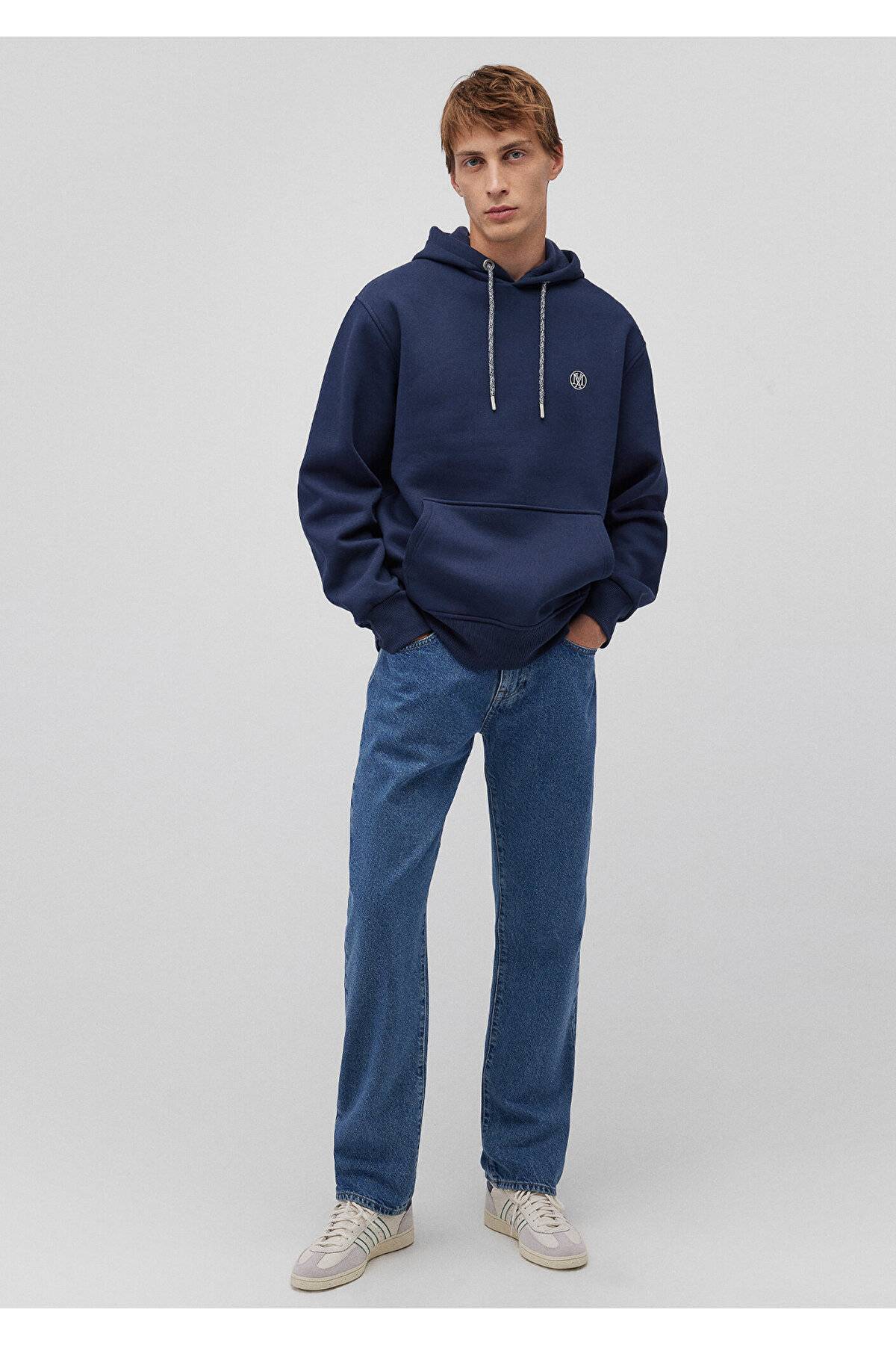 سویشرت سرپوش نارنجی لوگو دوزی شده -70481