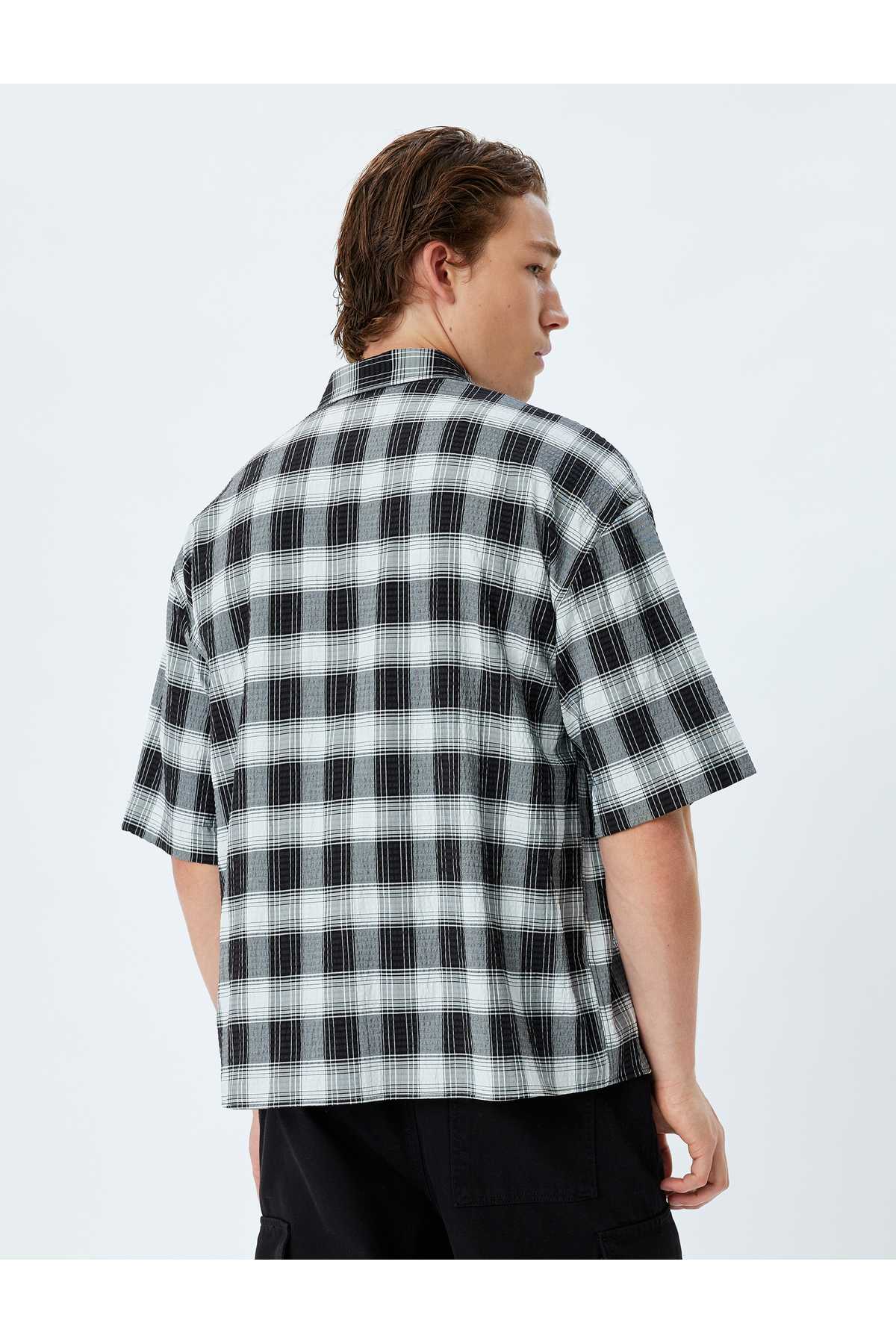 پیراهن آستین کوتاه با طرح ترکیبی نخی