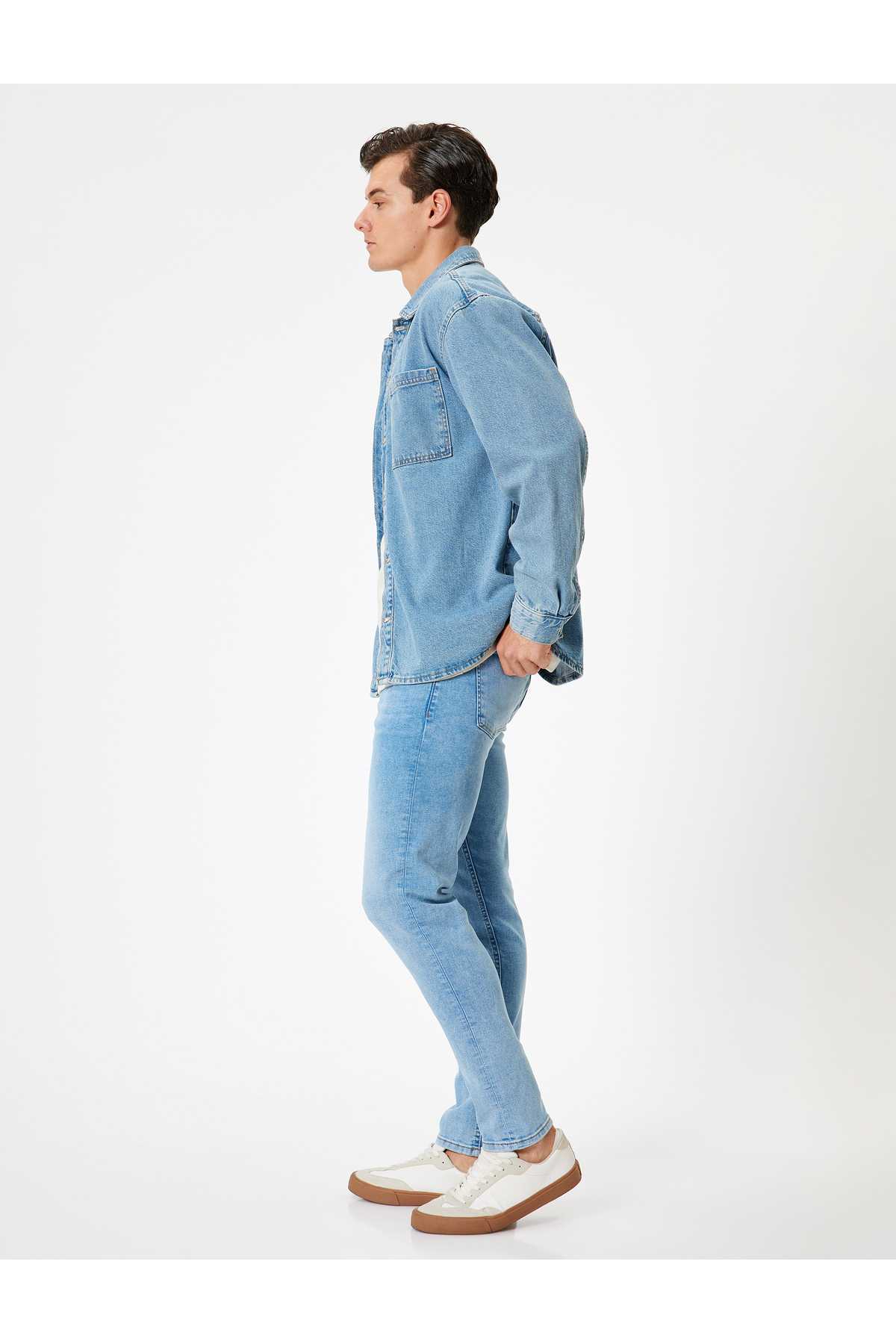 شلوار جین لاغر با کمر منظم دکمه دار - Michael Jean