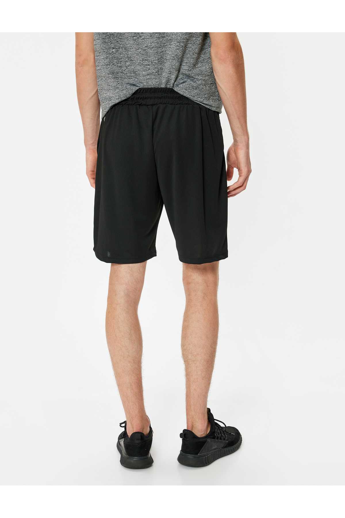 شلوارک اسپرت چاپ توری جیب برمودا کمری با جزئیات