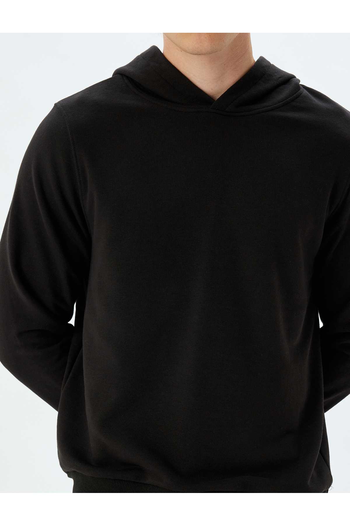 سویشرت کلاهدار آستین بلند نخی پایه