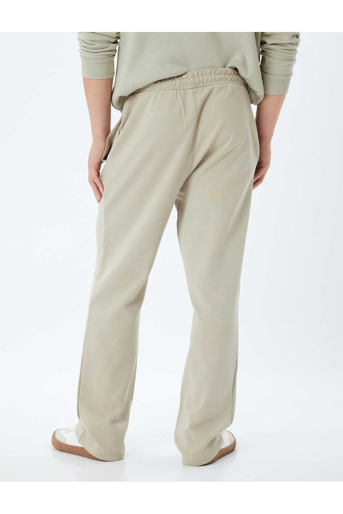 شلوار ورزشی نخی با جزئیات جیب کمر الاستیک