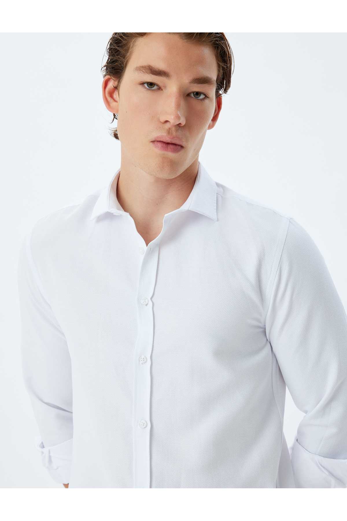 پیراهن باریک آستین بلند ترکیب پنبه ای