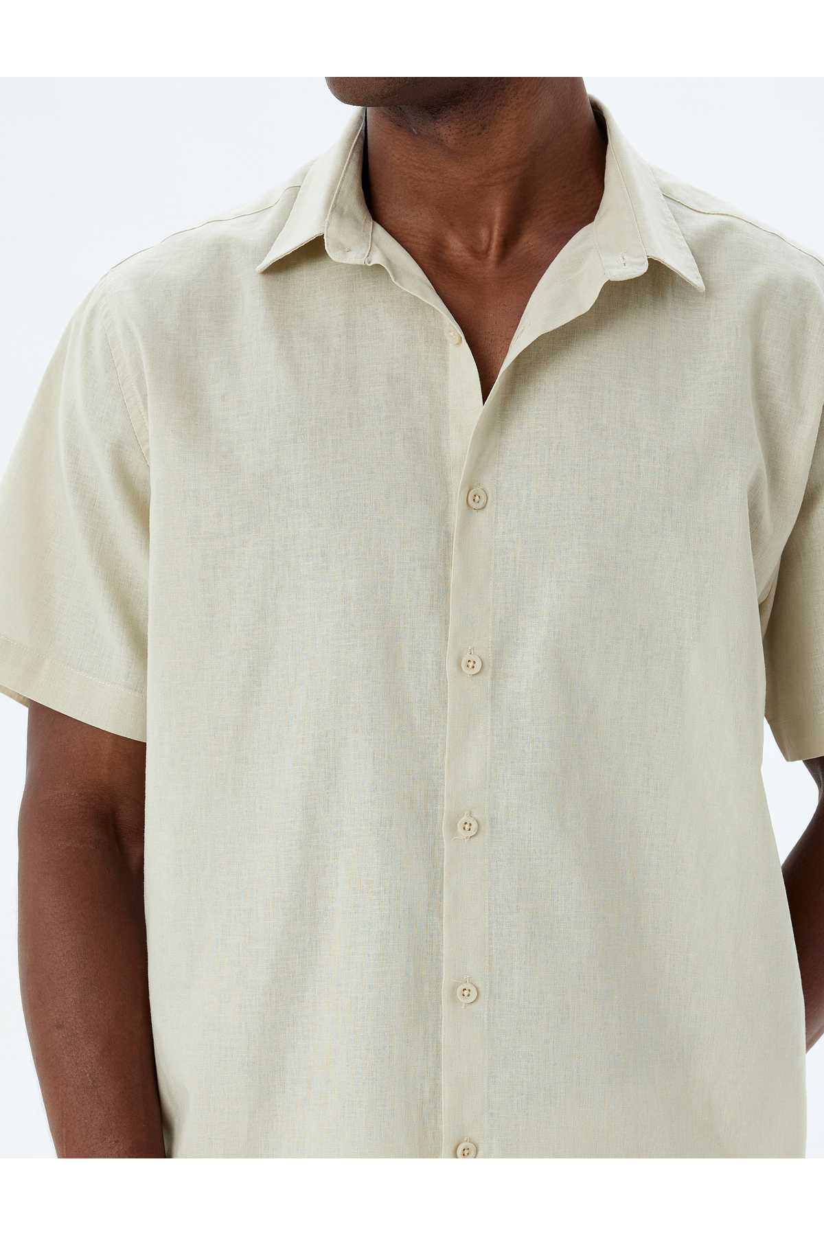 پیراهن ترکیبی کتانی آستین کوتاه پایه