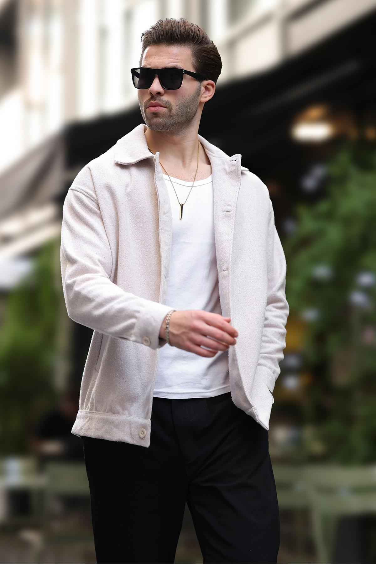 پیراهن کت مردانه طرح دار مشکی جیب دار