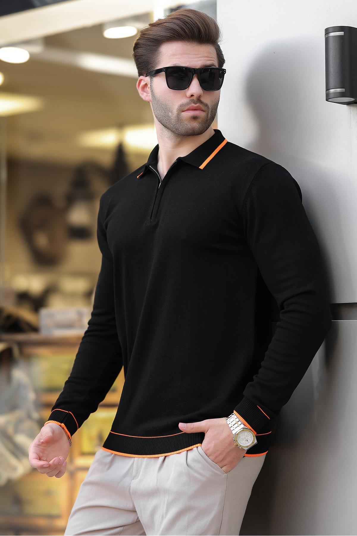 پلیور آستین بلند با زیپ یقه خاکستری