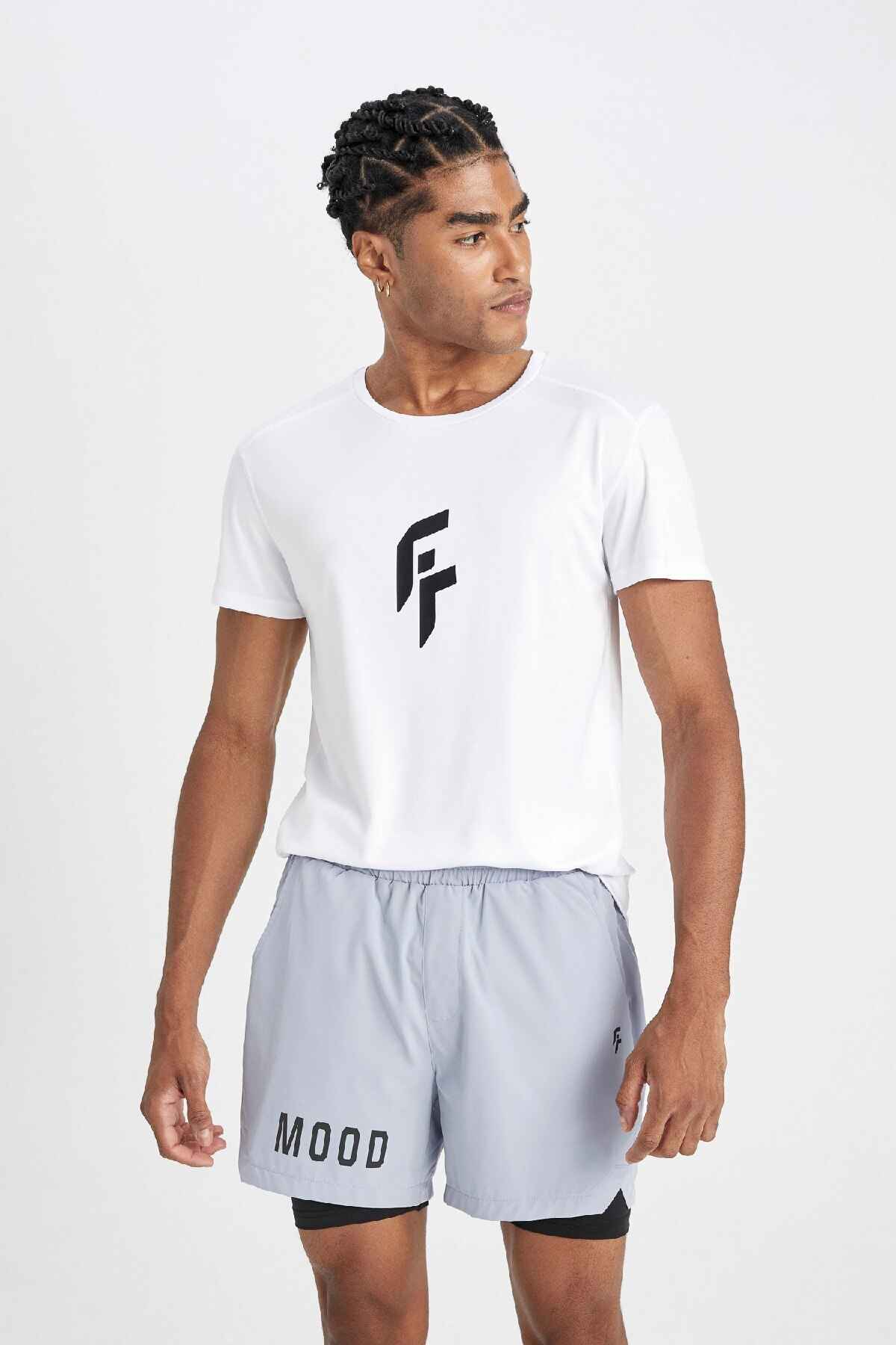 شورت جوراب شلواری باریک DeFactoFit خاکستری با جیب تلفن زیپ دار