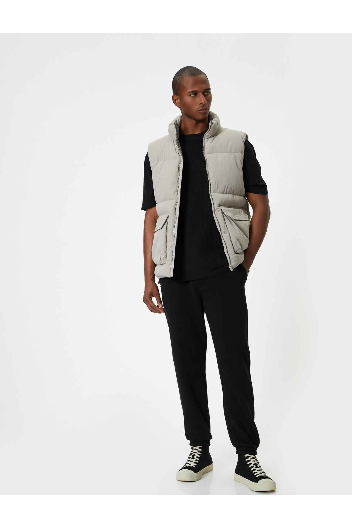 شلوار ورزشی Jogger با دور کمر توری و جزئیات جیب