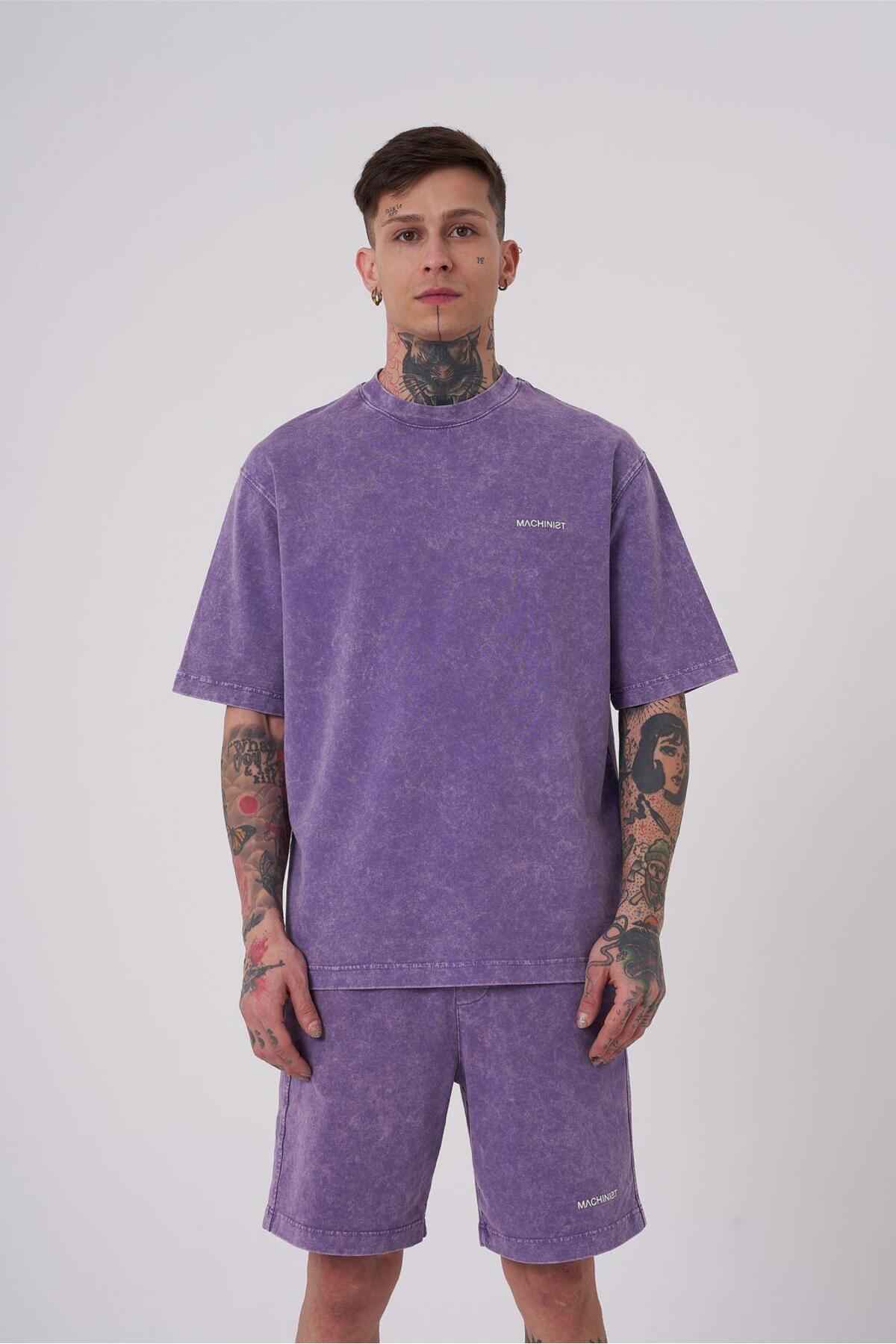 تیشرت مردانه لاکچری شسته شده پایه ریلکس خالدار خاکستری