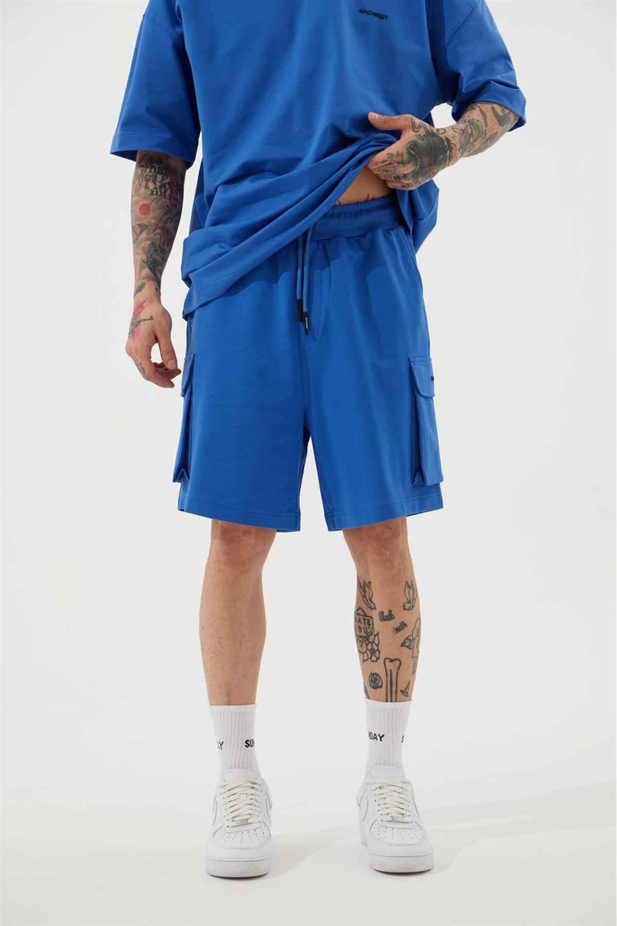 شورت کرمی مردانه با جیب باری