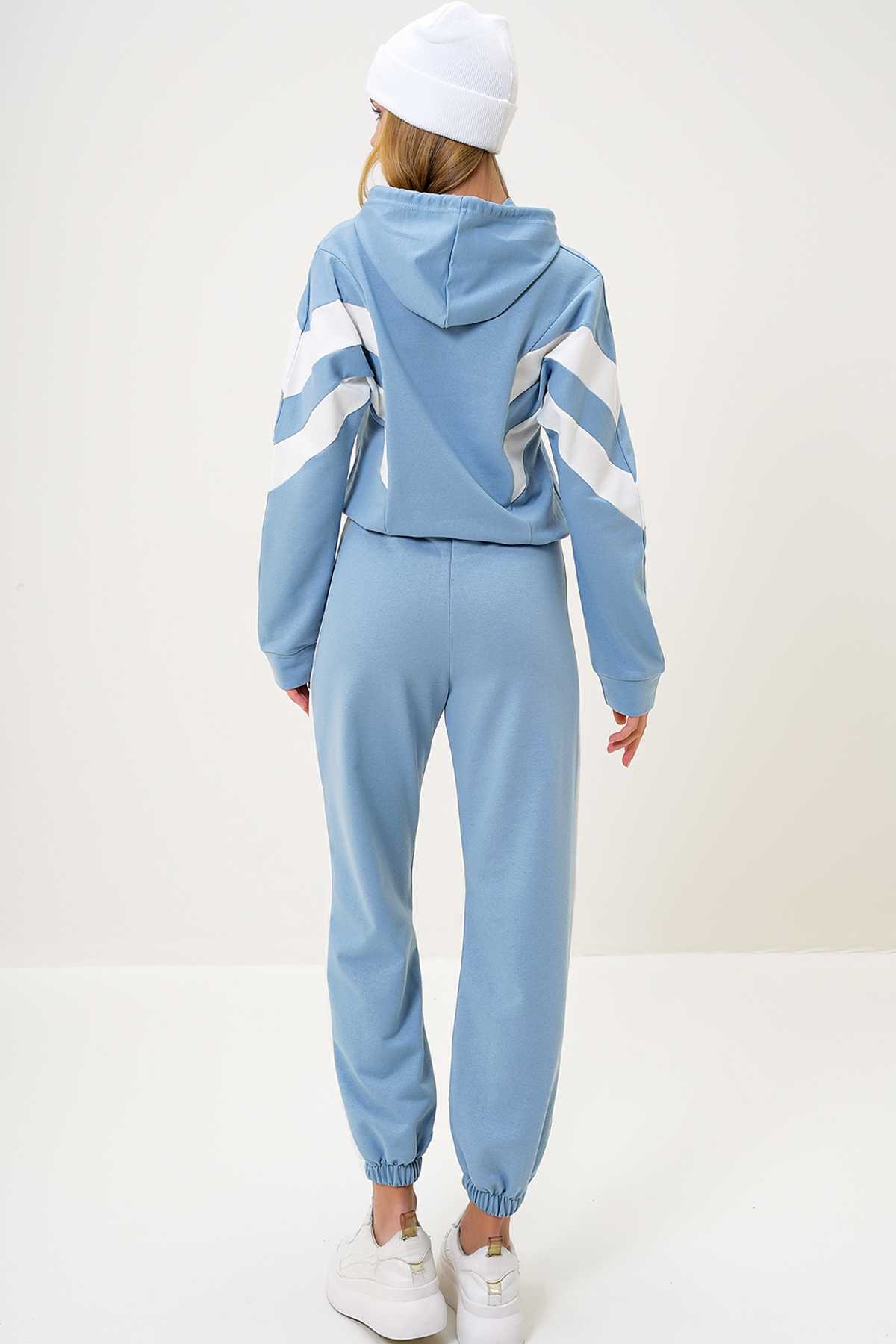 ست گرمکن سرپوش دار بیسکویتی زنانه و ست لباس ورزشی سرآستین الاستیک